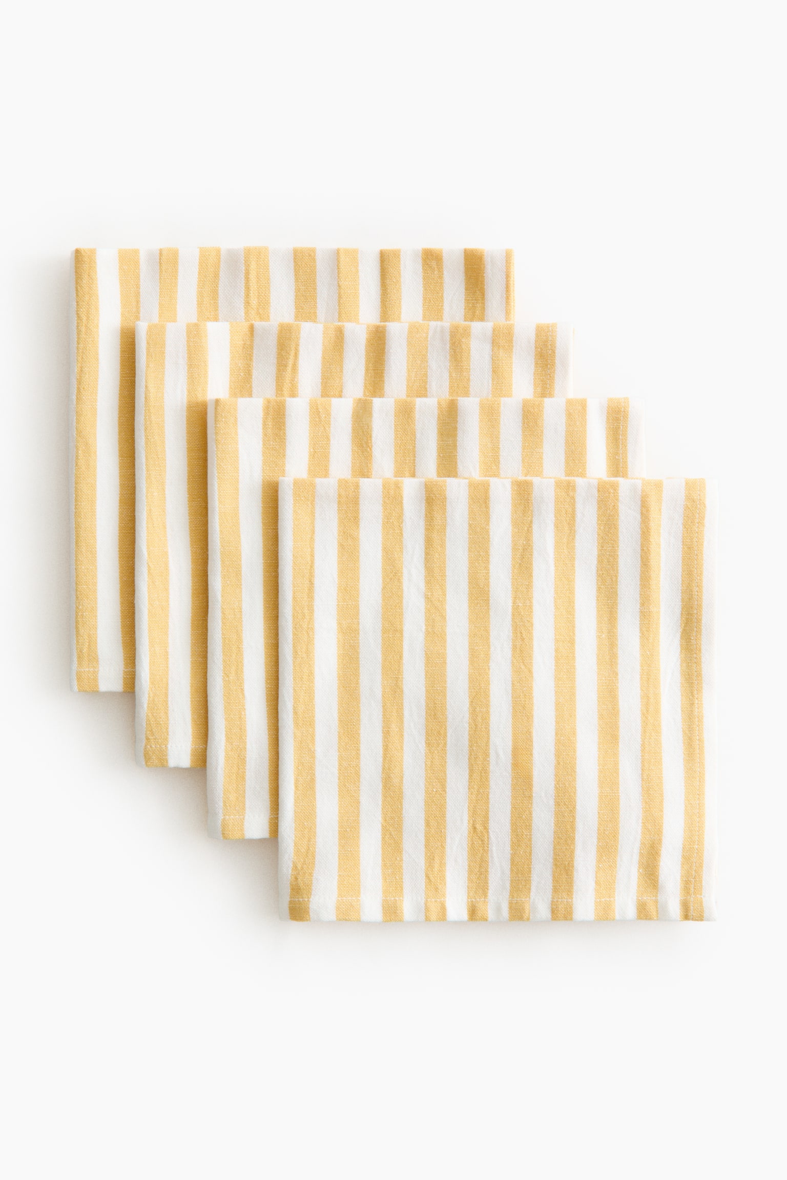 4-pack cotton napkins - Yellow/Striped/Light pink/Striped/Yellow/Gingham check/Dark brown/Gingham check/Terracotta/Gingham check/Green/Gingham check/Light pink/Gingham check/Beige/Gingham check/Terracotta/Striped/Beige/Striped - 4