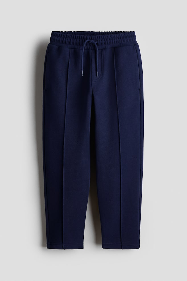 Piqué joggers - Navy blue/Greige - 1
