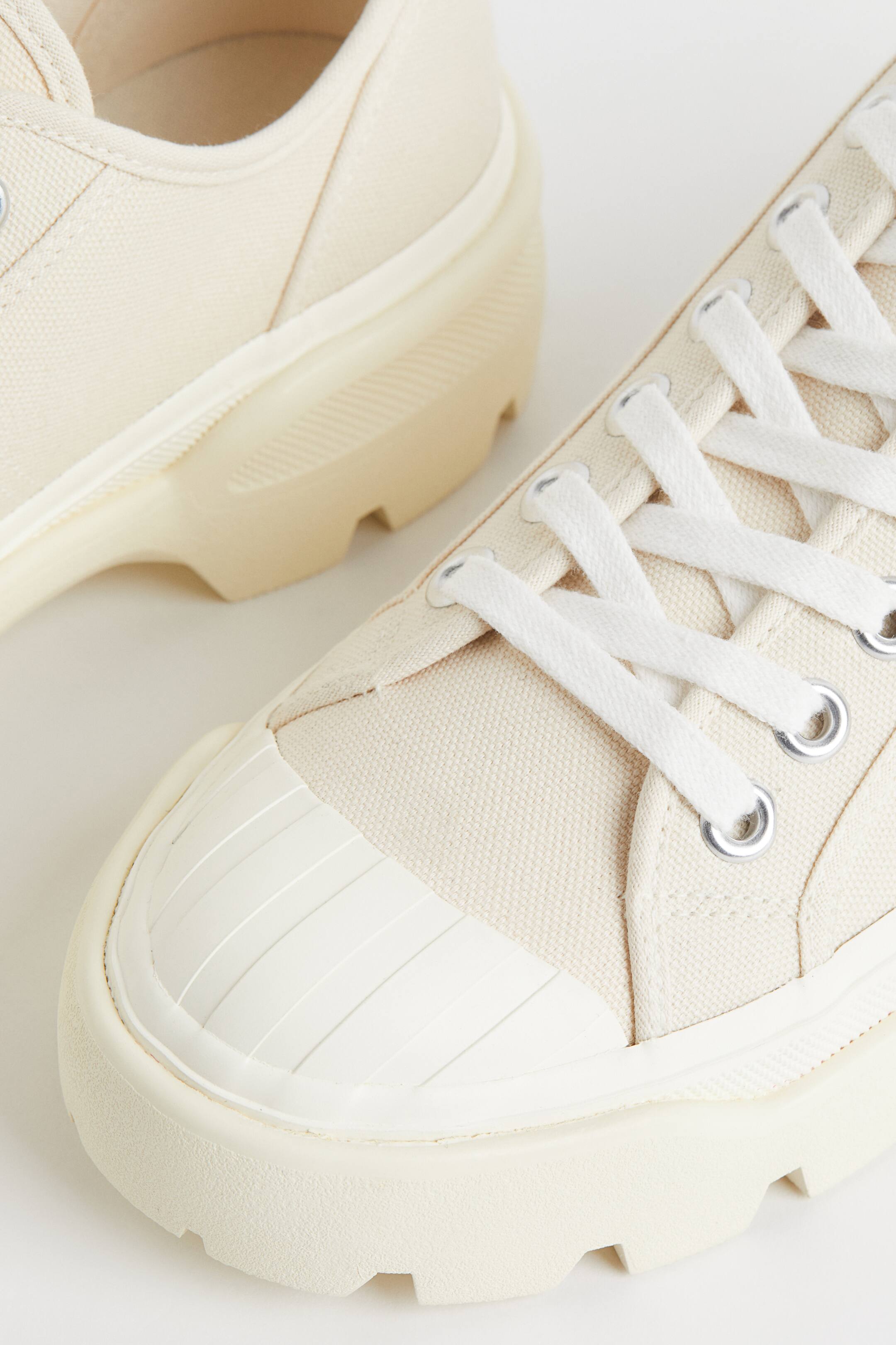 Chunky denim trainers No heel Cream Ladies H&M GB