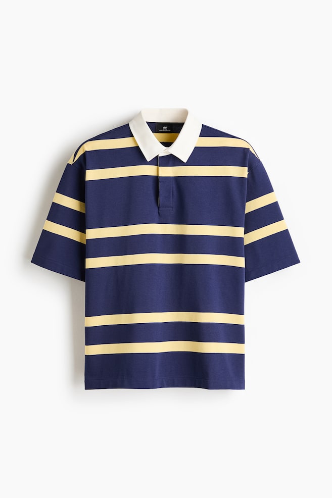 Loose-Fit Cotton Rugby Shirt - Dark blue/striped/Burgundy/striped/White/striped - 1