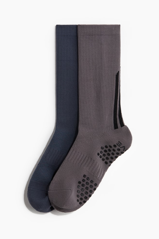 2-pack football socks with grip soles - Blue/Brown/Black/White/White/Black - 1