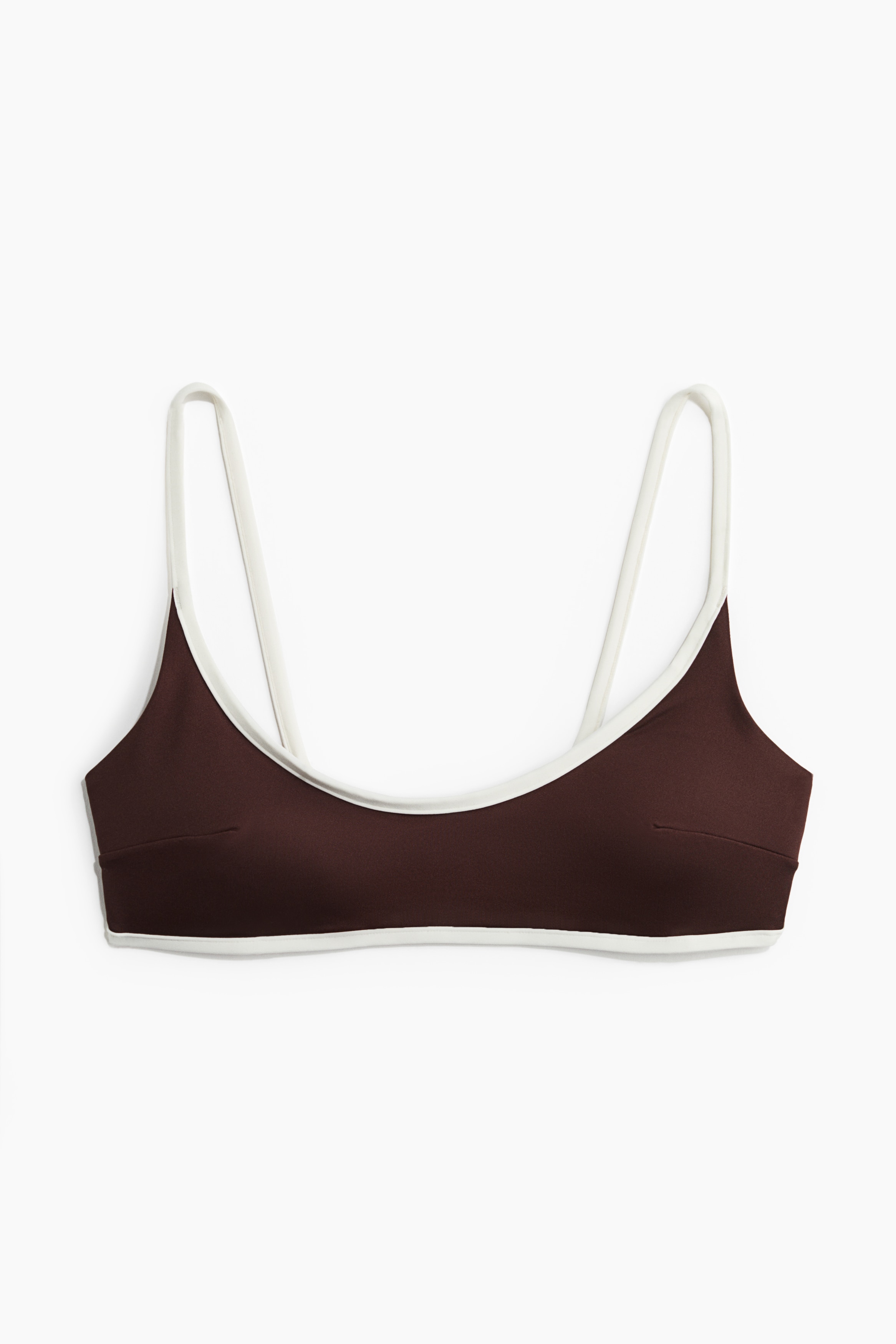 Padded Bikini Top - Dark brown/White