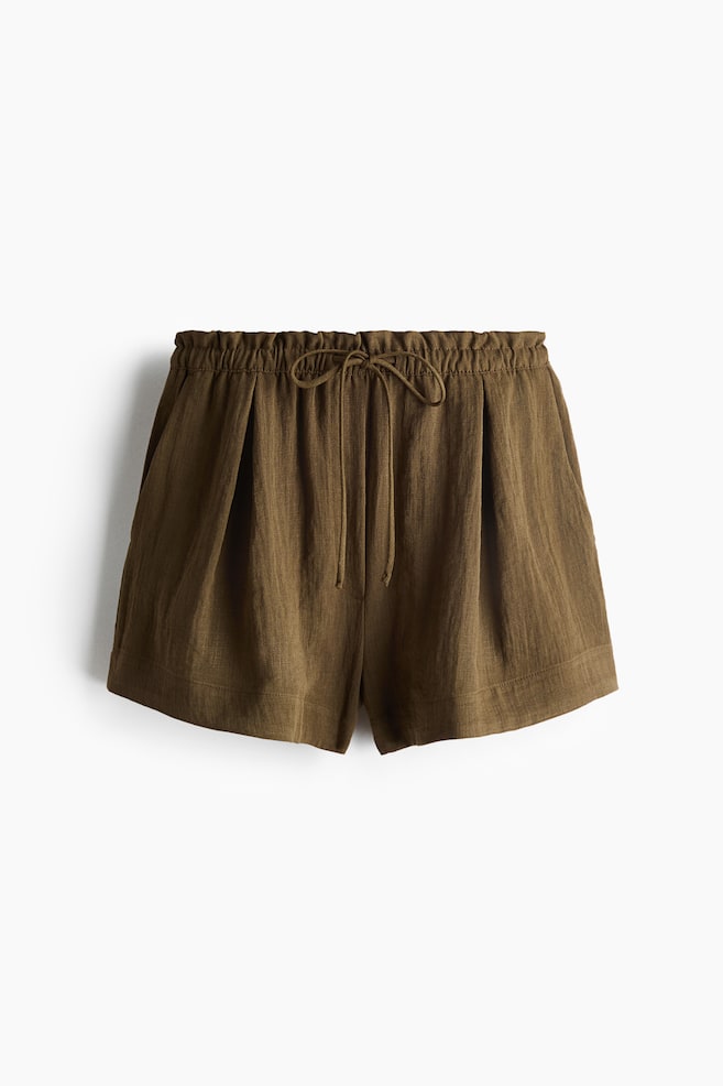 Drawstring Shorts - Dark khaki green/Ivory/Brown/patterned/Dark brown/Light dusty turquoise - 1