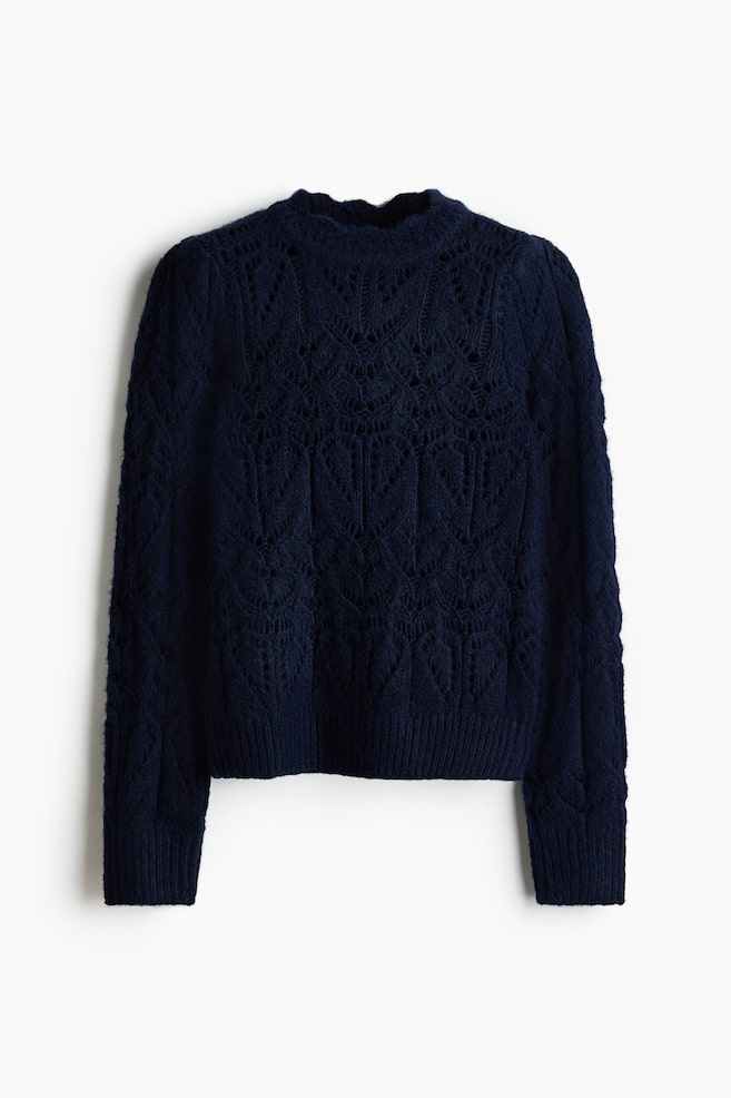 Pull en maille pointelle - Bleu marine/Beige clair/Gris clair - 1