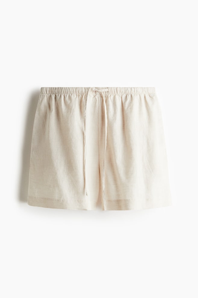 Leinenshorts mit Kordelzug - Hellbeige - 1