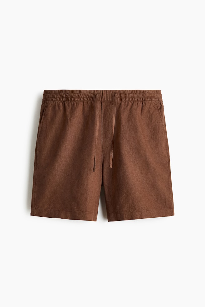 Relaxed Fit Linen-blend shorts - Brown/White/Striped/Black/Navy blue - 1
