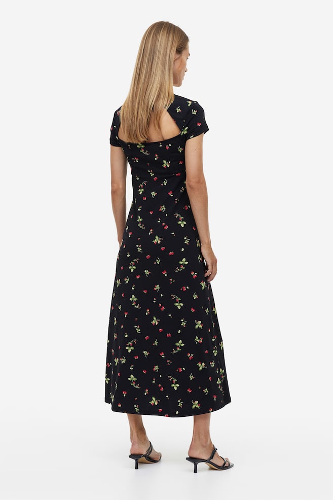 MAMA Square-neck dress - Black/Strawberries - 3