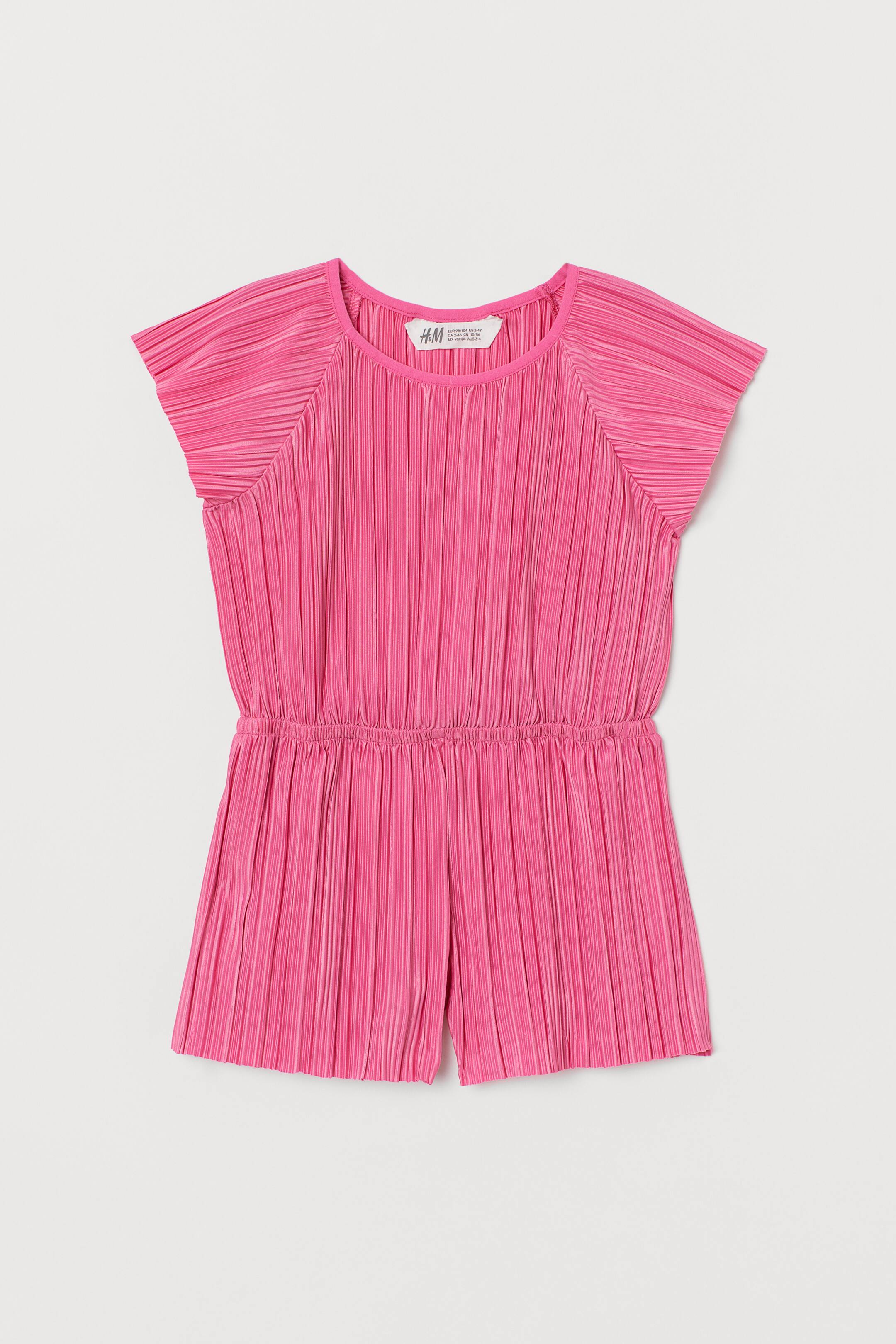 View larger image: Pleated playsuit - Dark pink - Kids | H&M 1