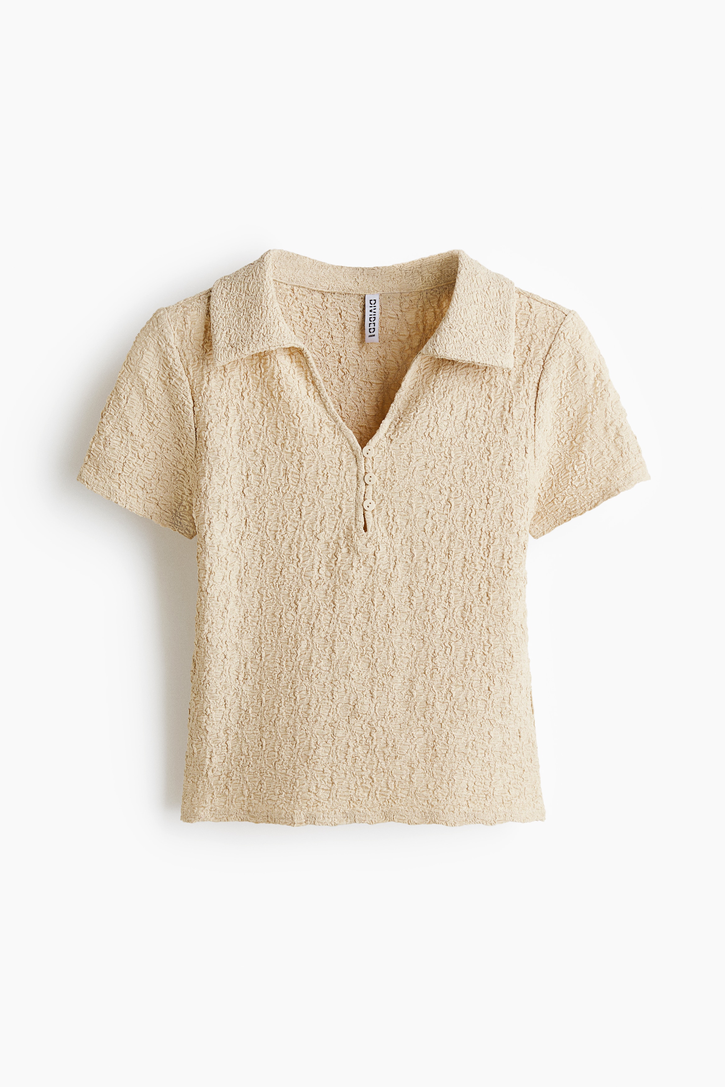 Crinkled polo shirt - Beige/Black