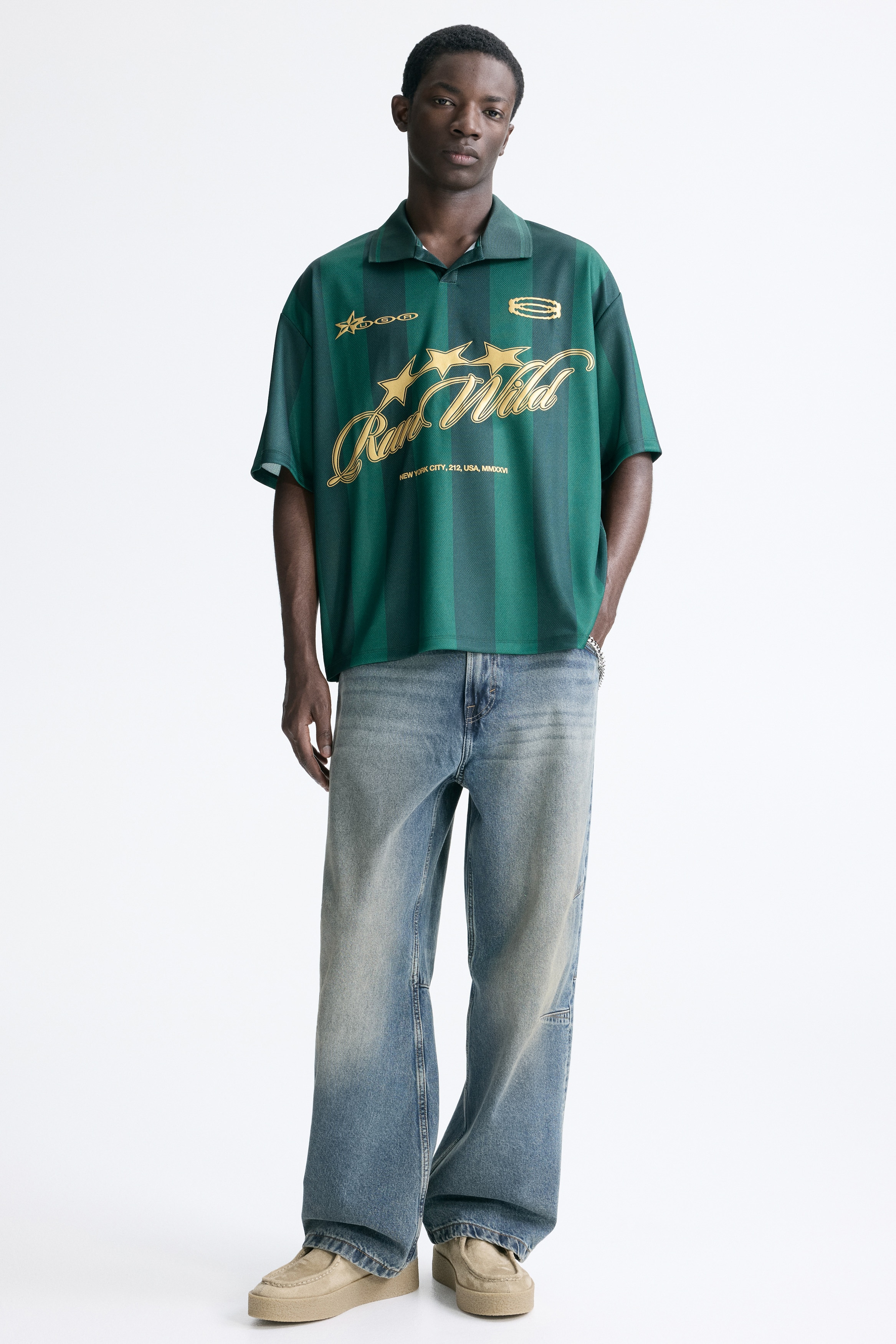 Men's Dark green/Run Wild Loose-Fit Soccer Shirt | H&M US