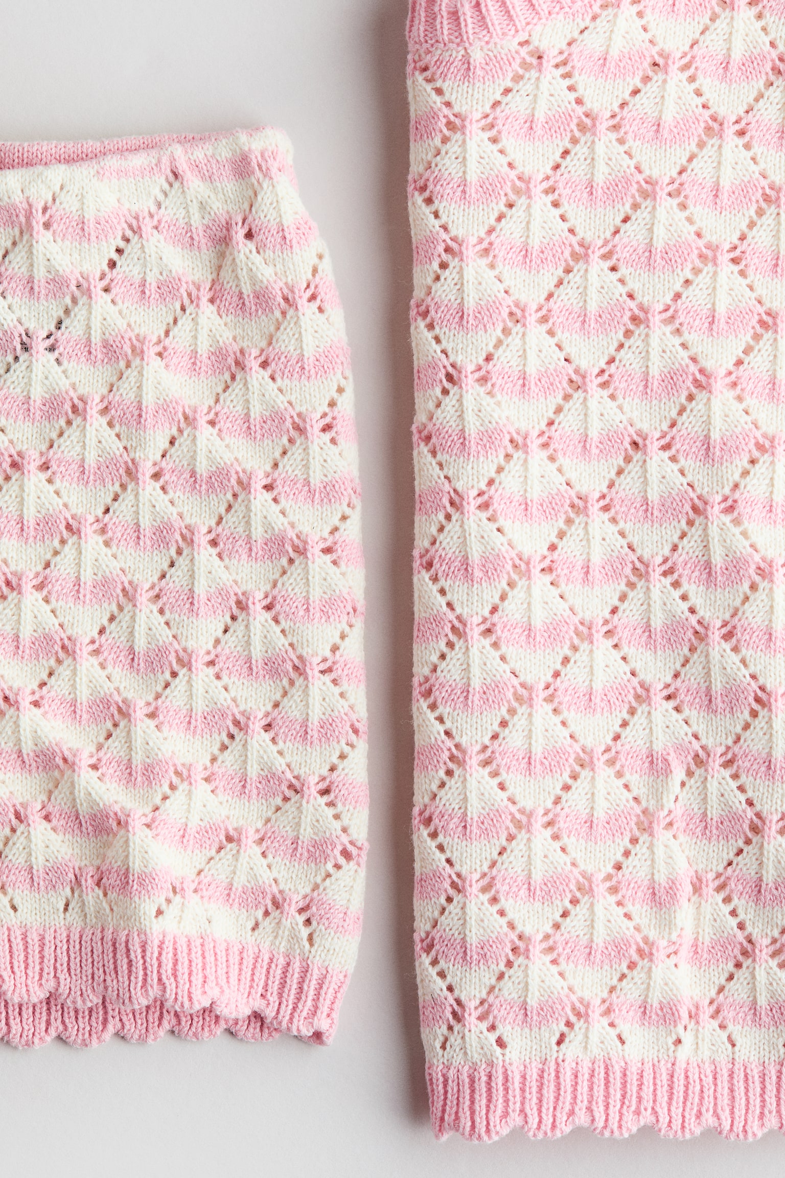 2-piece pointelle-knit set - Light pink/Striped - 5