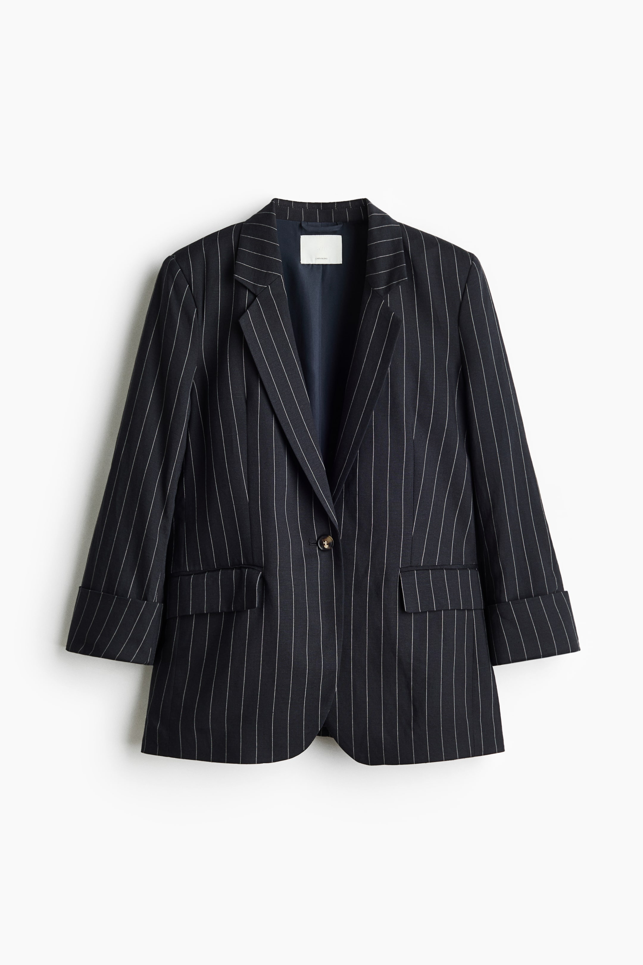 Blazer à fermeture droite en lin mélangé