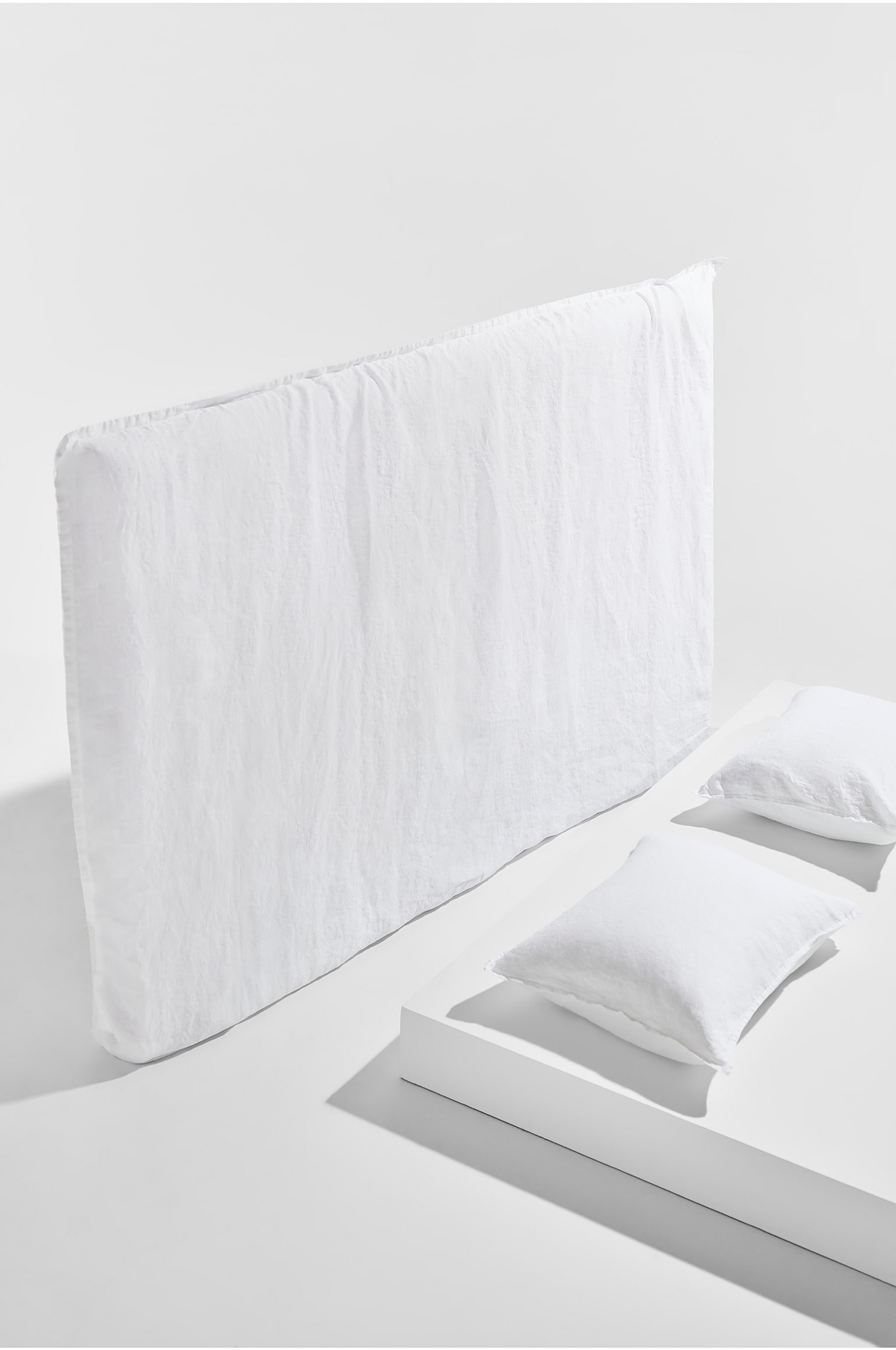 Lou Linen Headboard Slipcover - White/Asphalt Grey/Grey Pear - 2