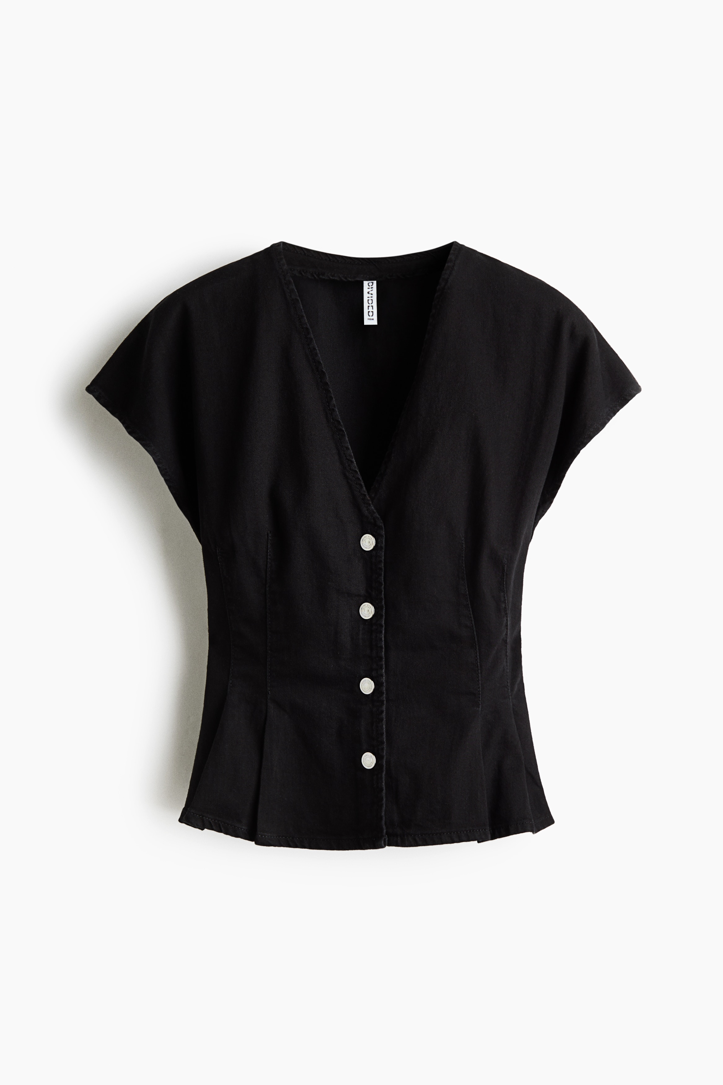 Denim peplum top - Black/Light denim blue/Pale denim blue