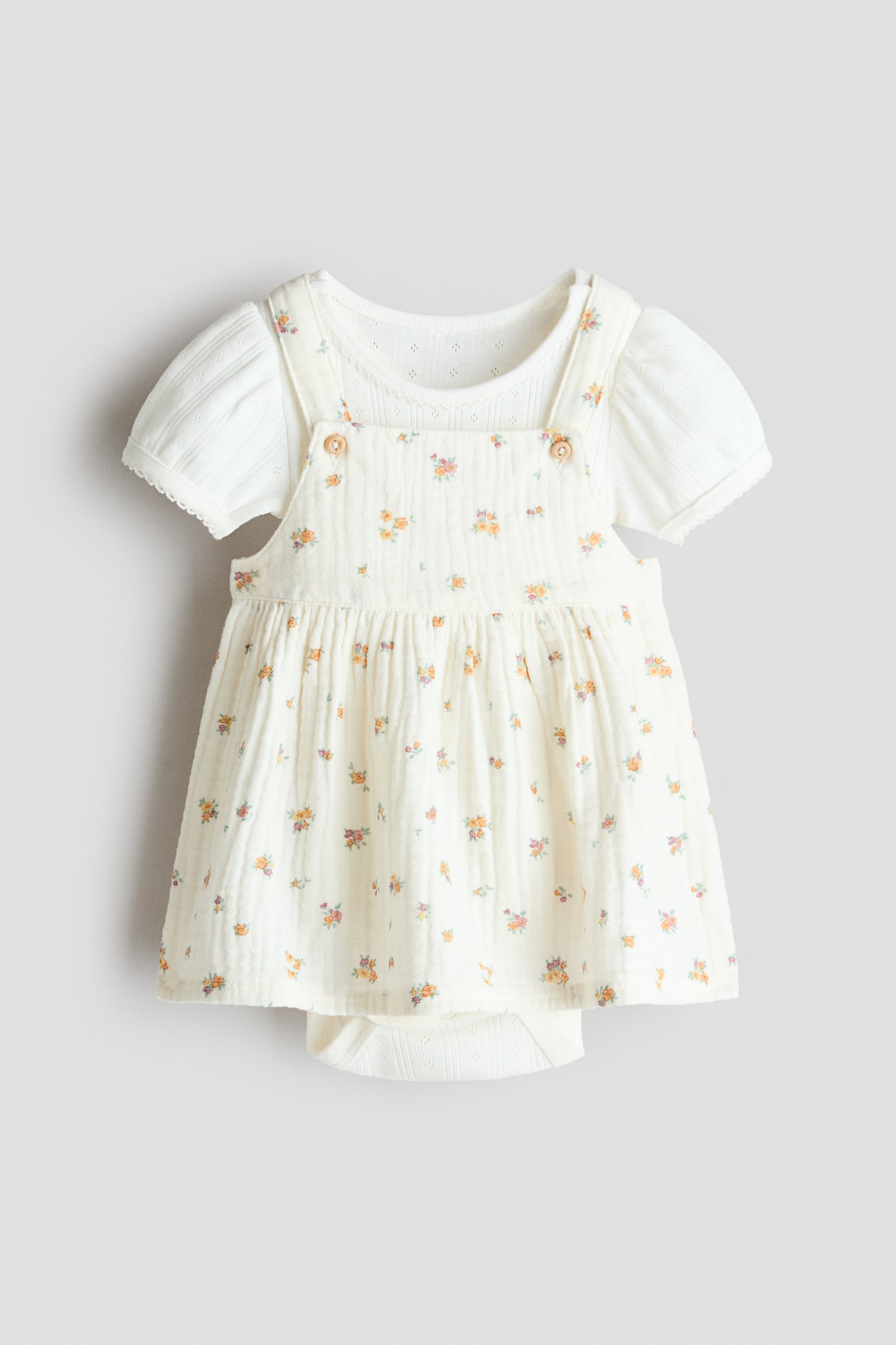 2-piece dress and bodysuit set - Cream/Floral/Light blue/Floral