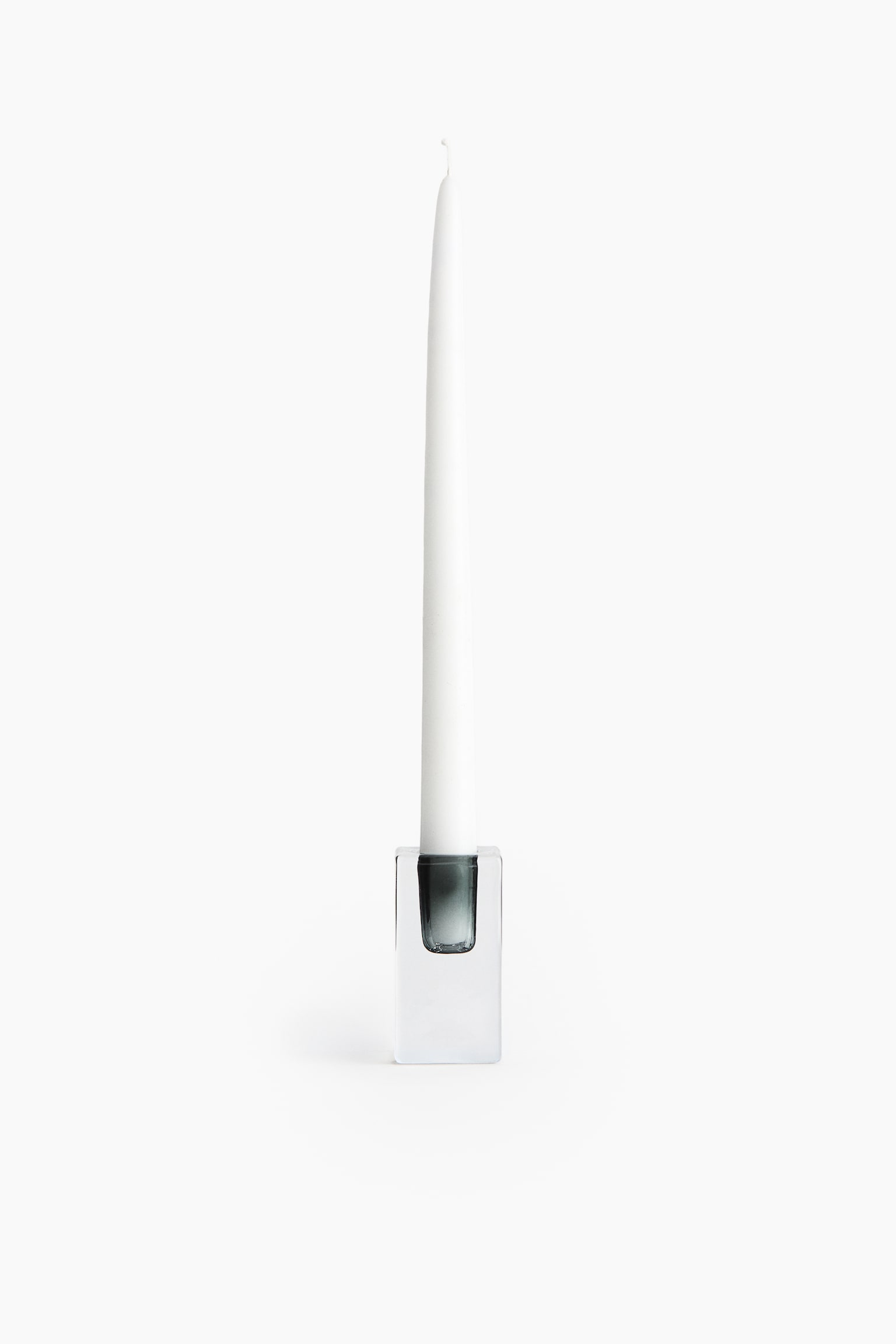 Glass Candlestick - Gray/transparent