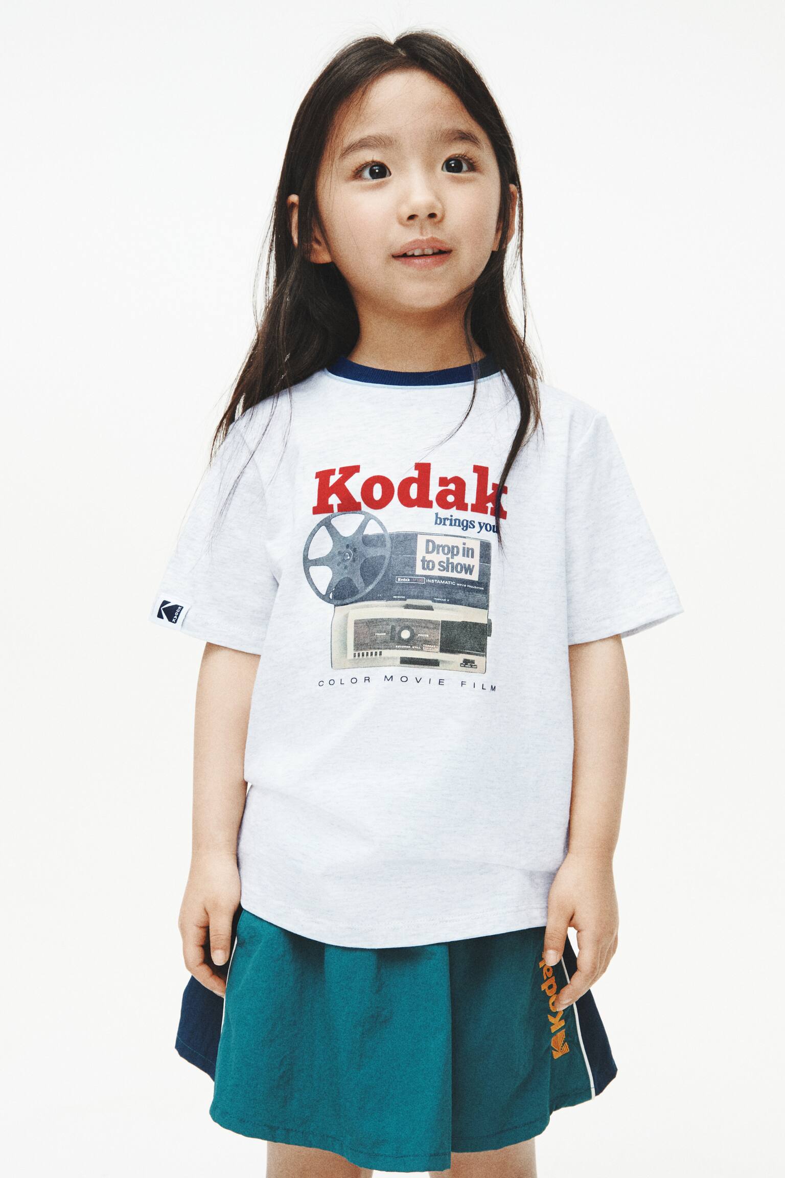 ルーズフィット プリントTシャツ-ライトグレーメランジ／Kodak - 7