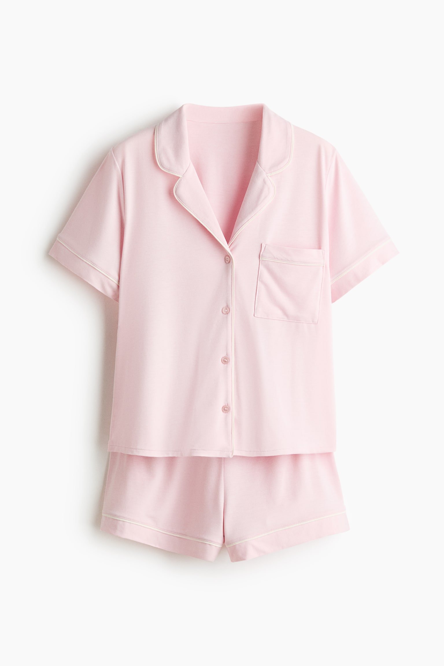 Viscose-Blend Pajamas - Light pink/Black/Cream/Navy blue/Burgundy/Light pink/Light blue/Light beige melange - 1