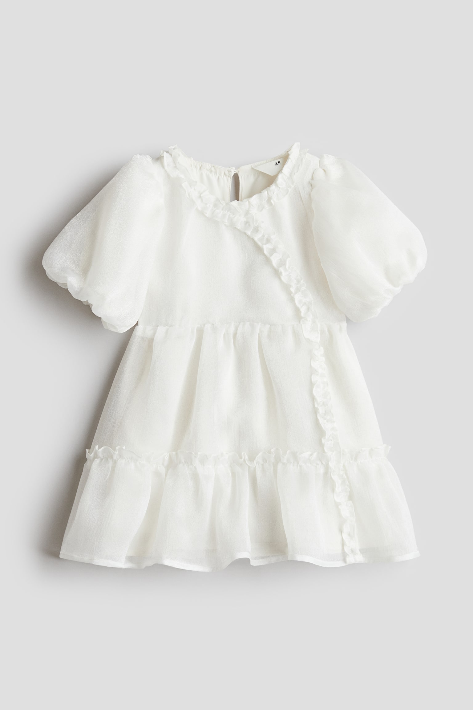 Flounce-trimmed dress - White - 1