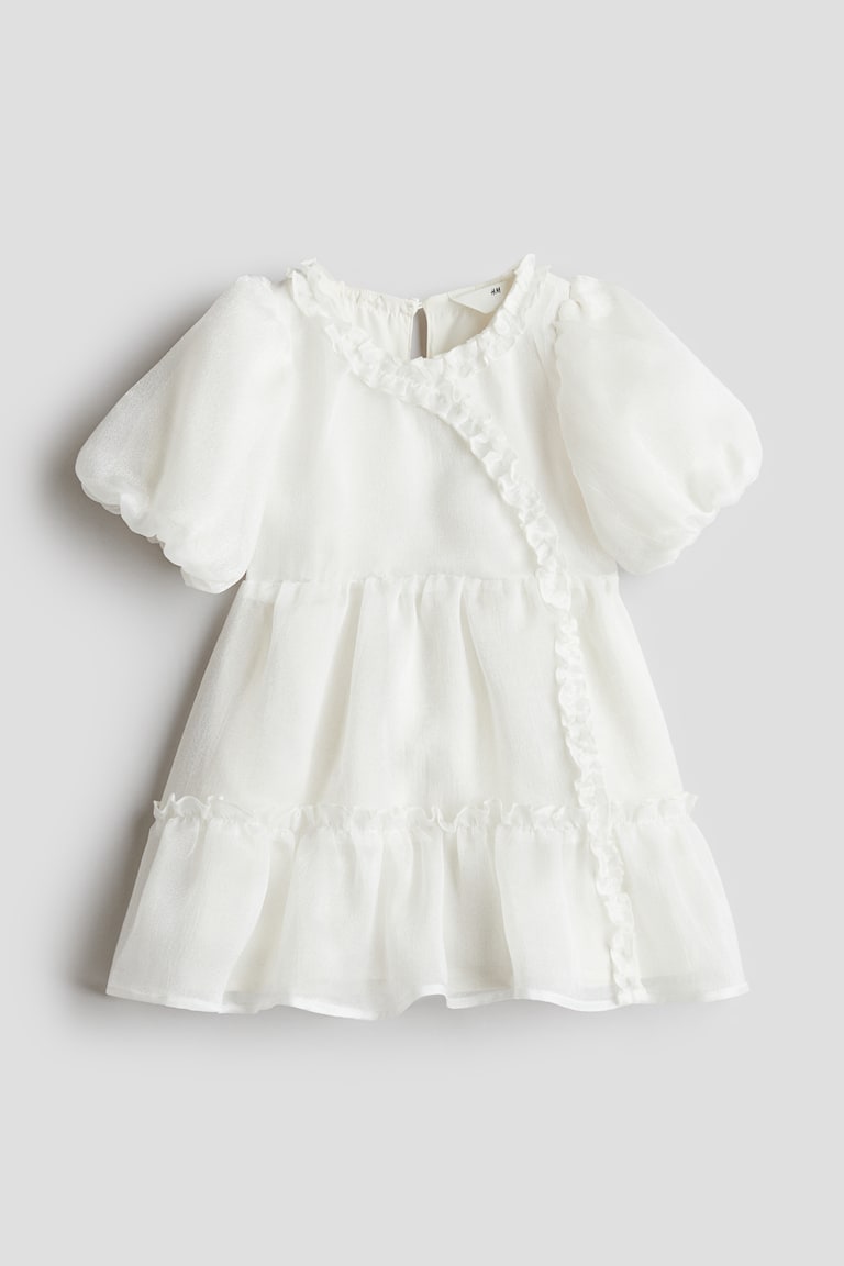 White Flounce-Trimmed Dress for kids | H&M US