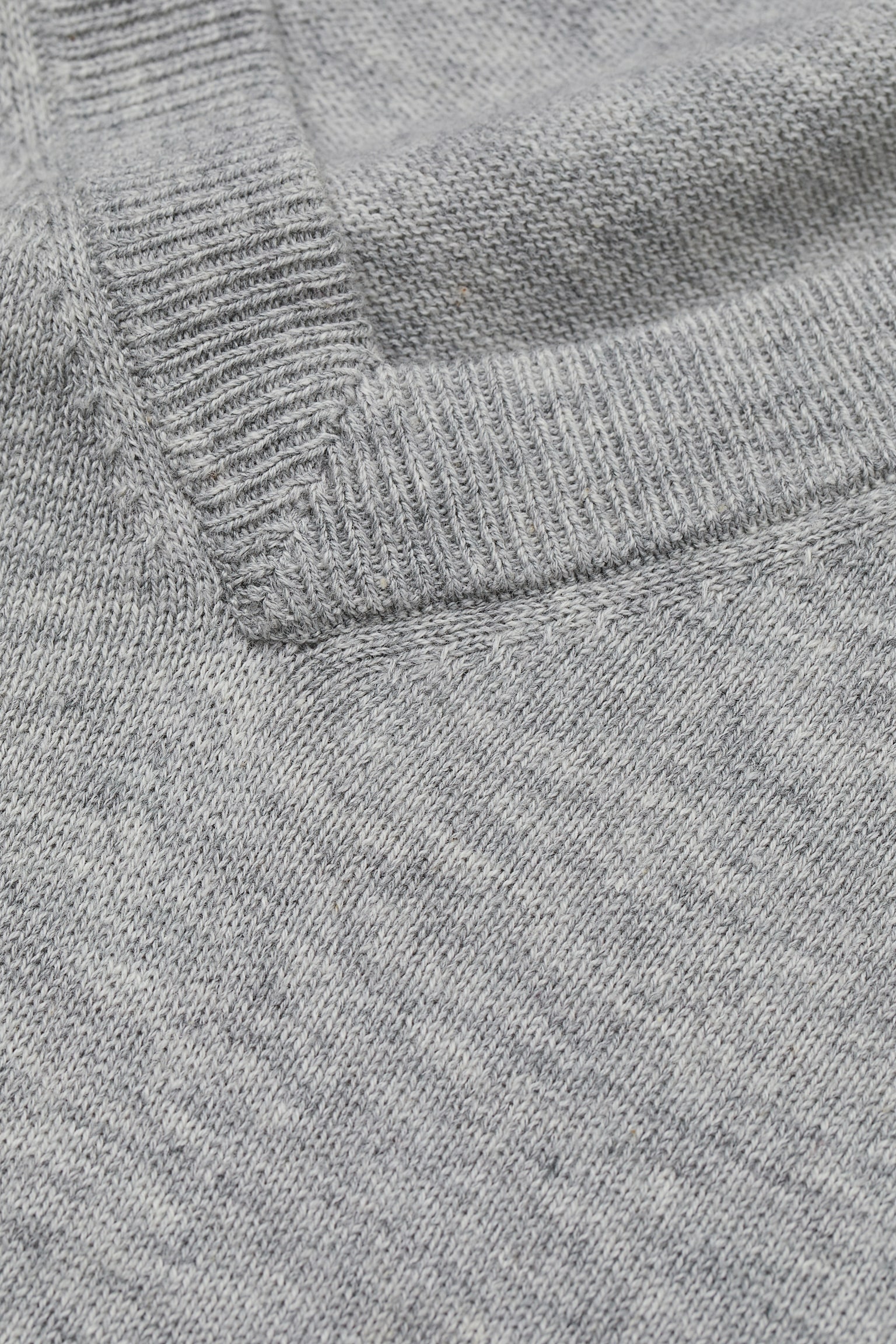 V-neck cotton jumper - Grey marl - 2