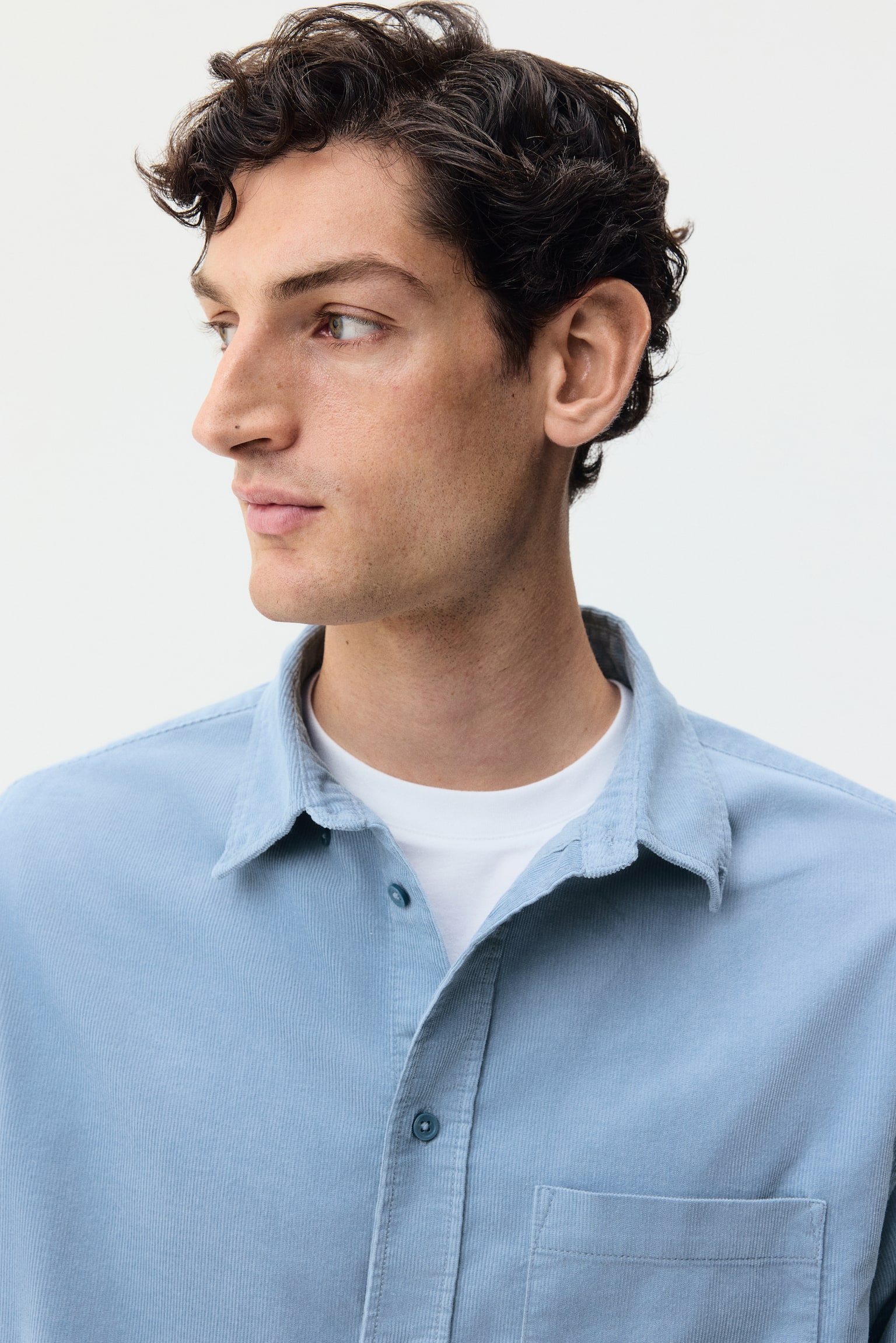 Regular Fit Corduroy shirt - Dusty blue/Burgundy/Blue/Black/Khaki green/Light beige/Light yellow/Dark forest green/Brown - 3