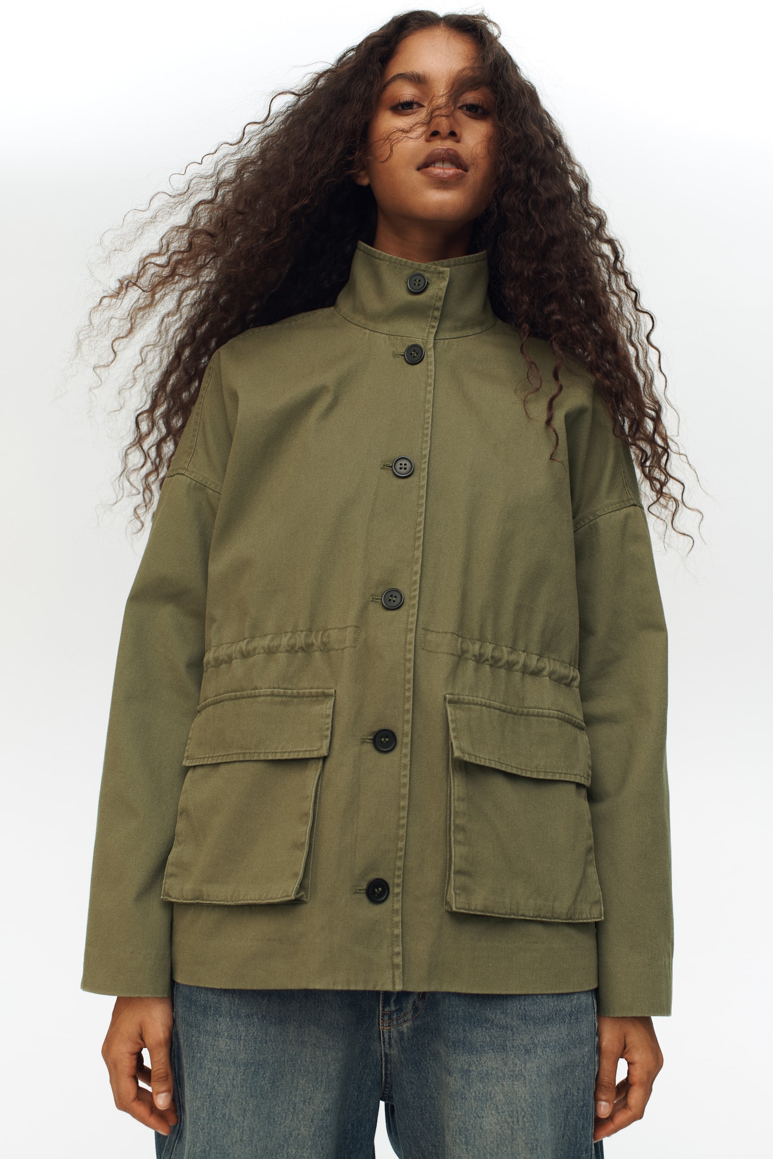 Twill jacket - Khaki green - 1