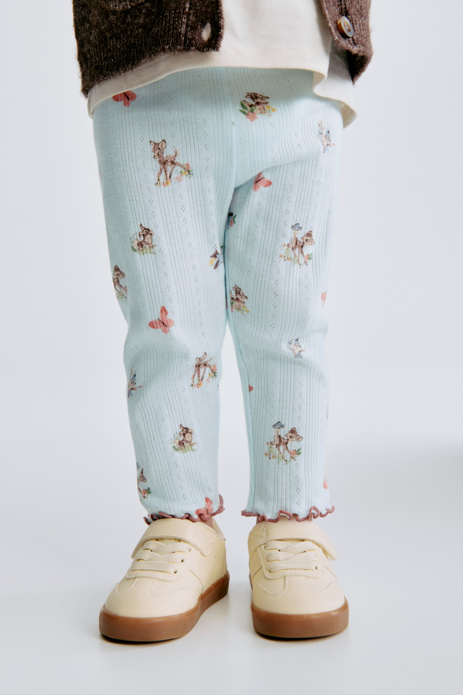 Painokuvioiset pointelle-leggingsit - Vaaleansininen/Bambi - 4