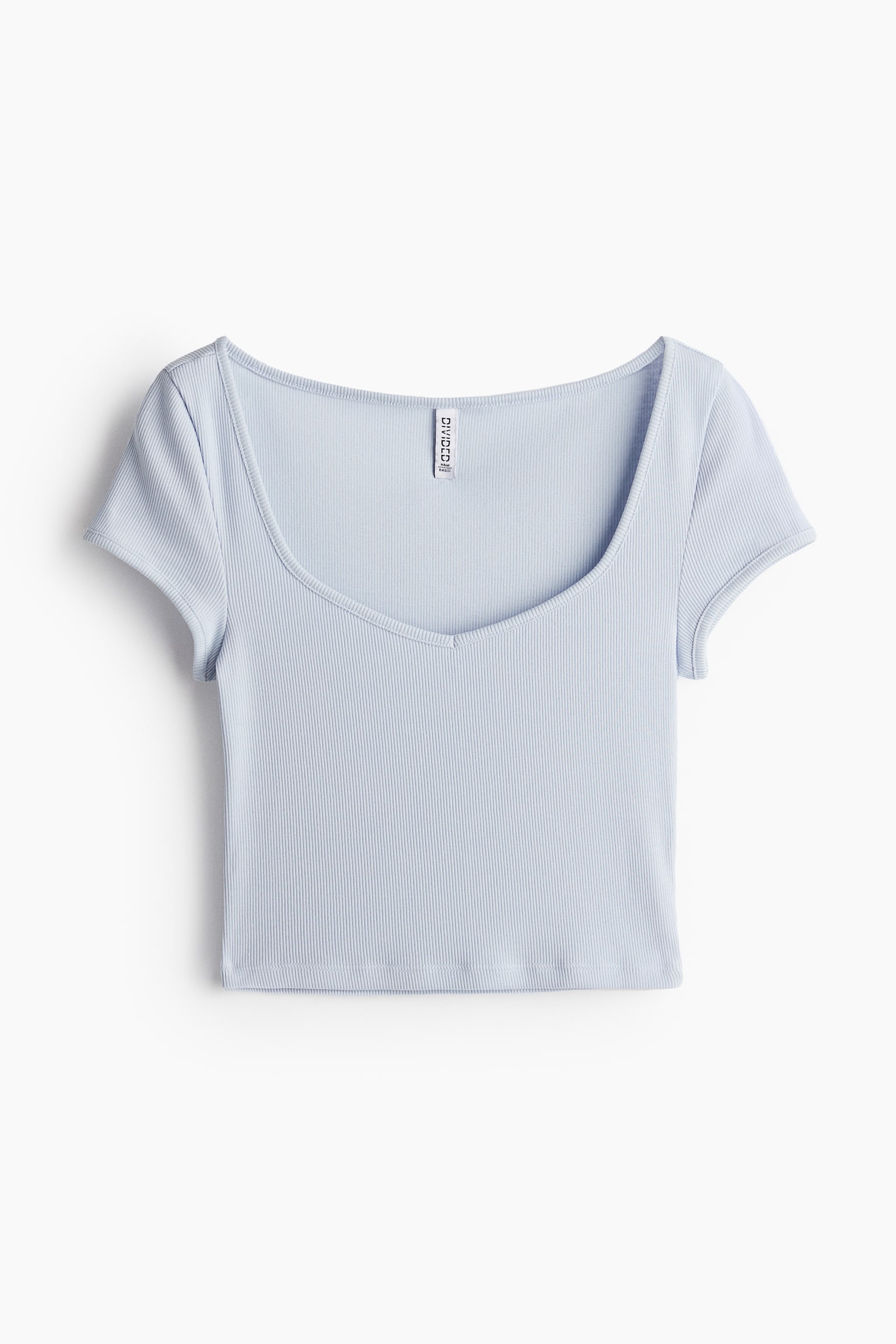 Ribbed sweetheart-neck T-shirt - Light blue/Dusty pink/Light dusty pink/White/Navy blue/Light turquoise/Light beige - 1