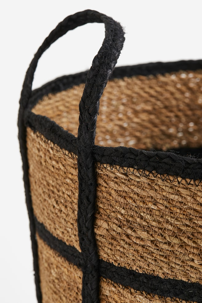 Large seagrass basket - Beige/Checked - 3