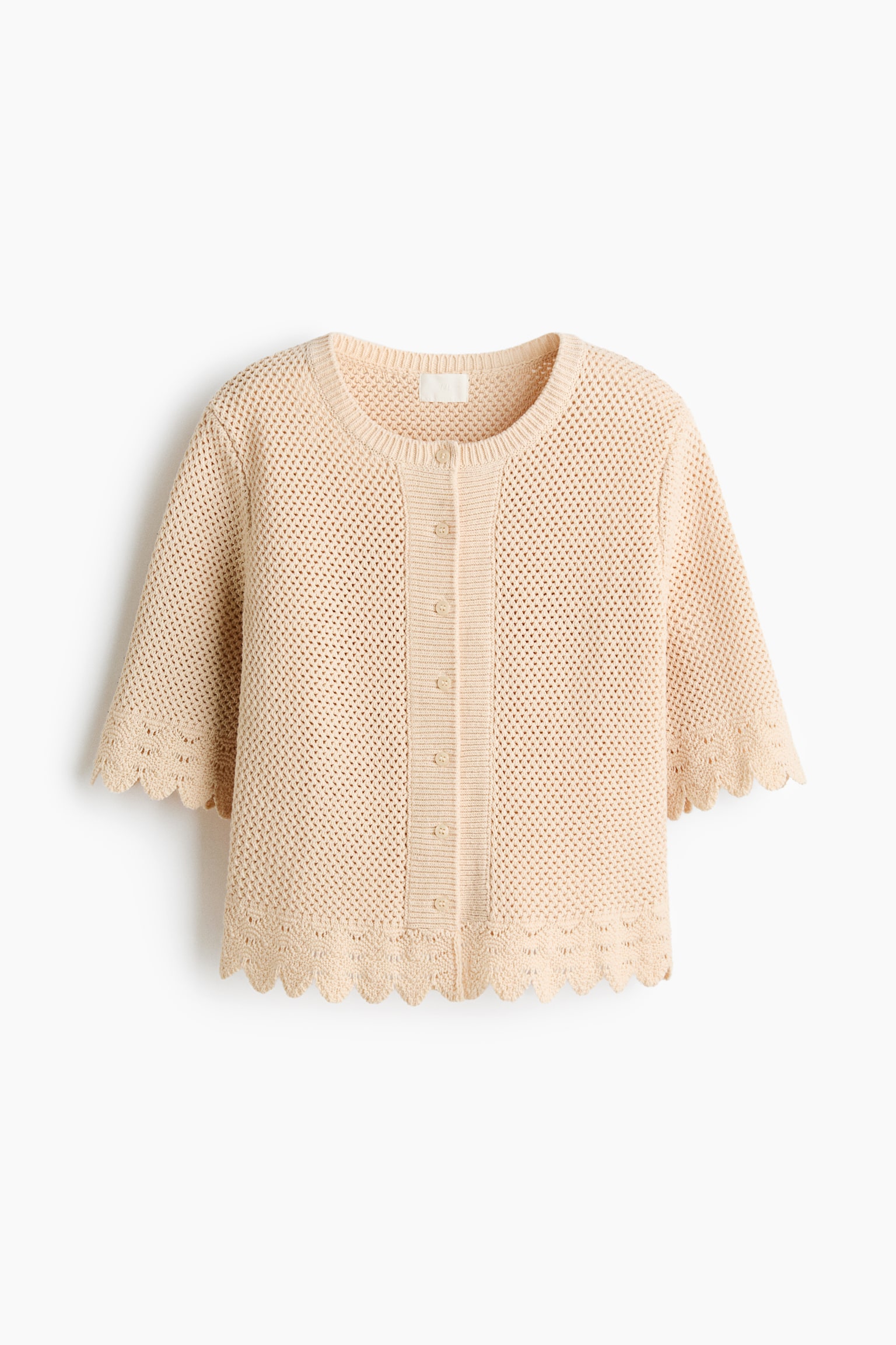 Crochet-look cardigan - Light beige