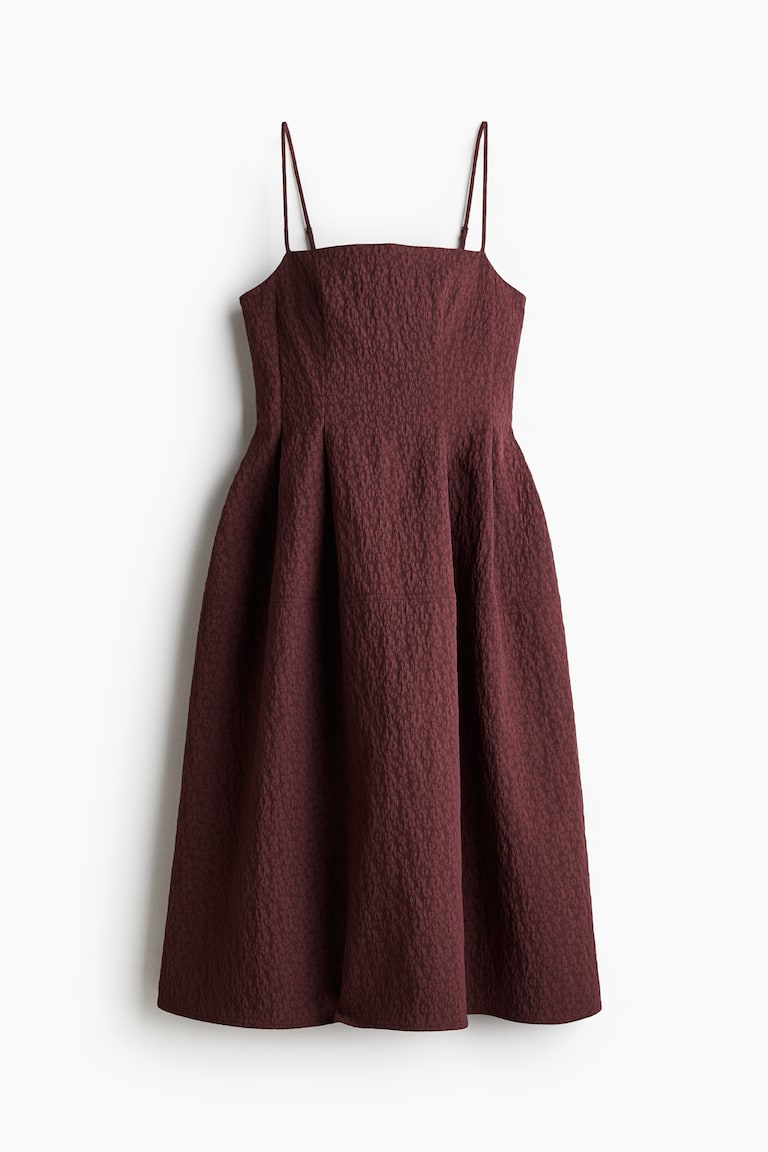 Jacquard-Weave Dress - Burgundy