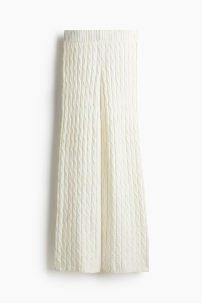 Cable-knit trousers - White/Greige/Natural white - 1