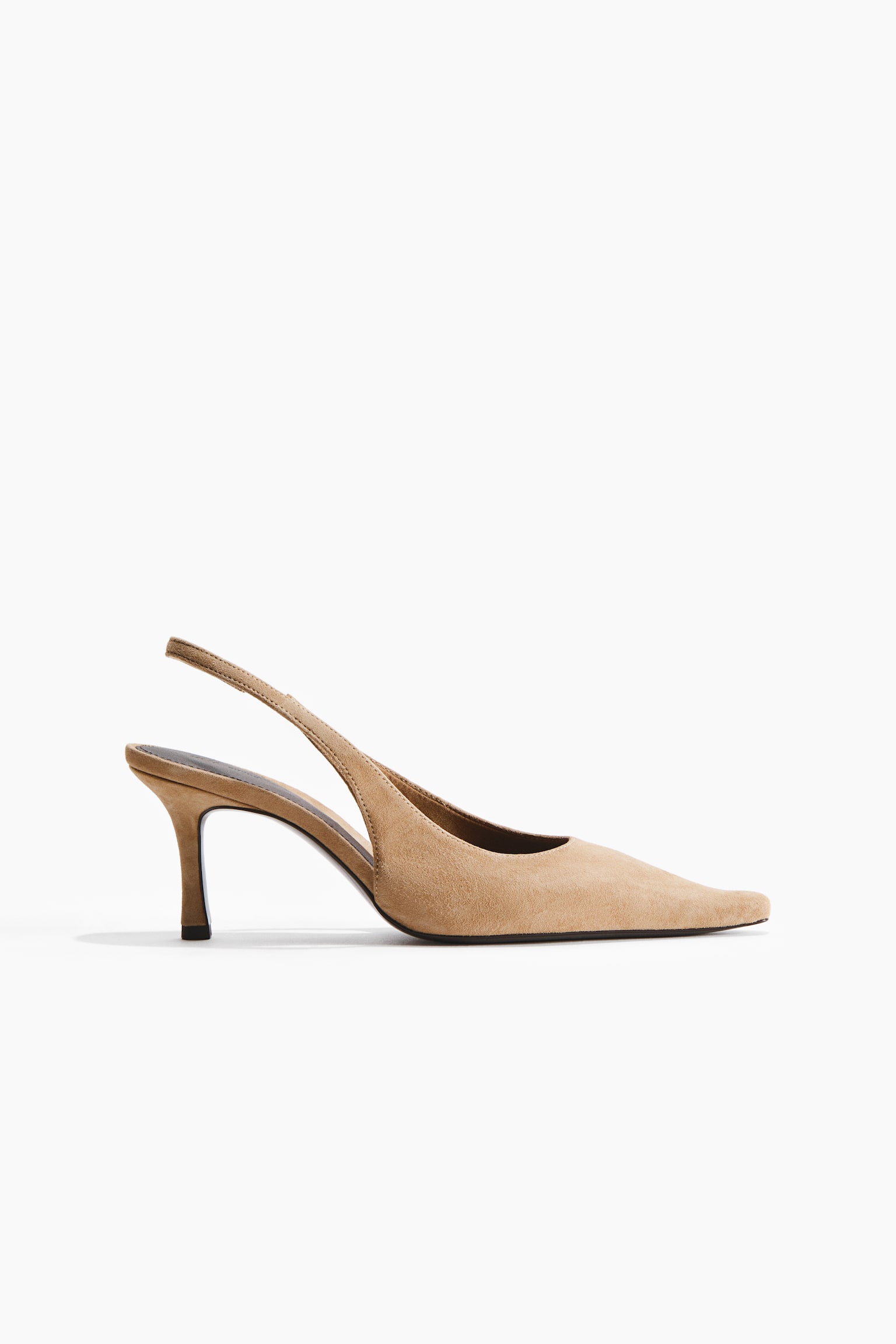 Escarpins en cuir velours avec bride arrière - Beige
