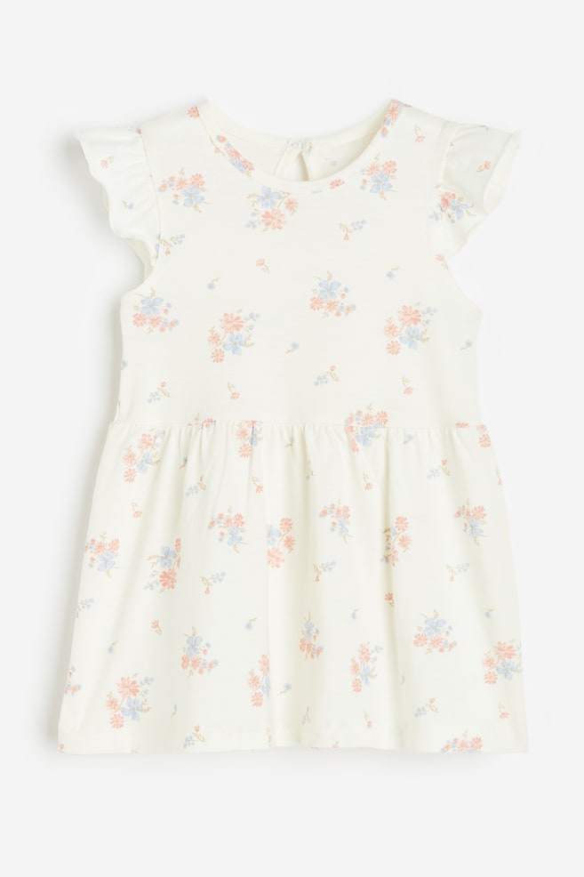Flounce-trimmed jersey dress - White/Floral/Dark blue/Floral/Natural white/Striped/Yellow/Floral/dc/dc/dc/dc/dc/dc/dc/dc/dc - 1