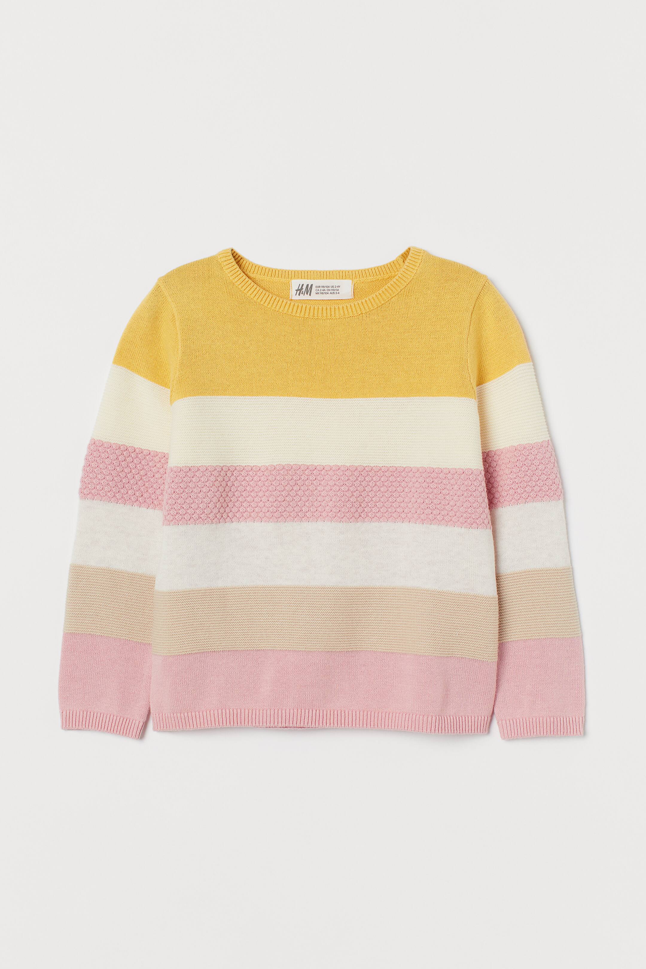 Größeres Bild ansehen: Baumwoll-Feinstrickpullover - Dunkelgelb/Gestreift - Kids | H&M DE 1