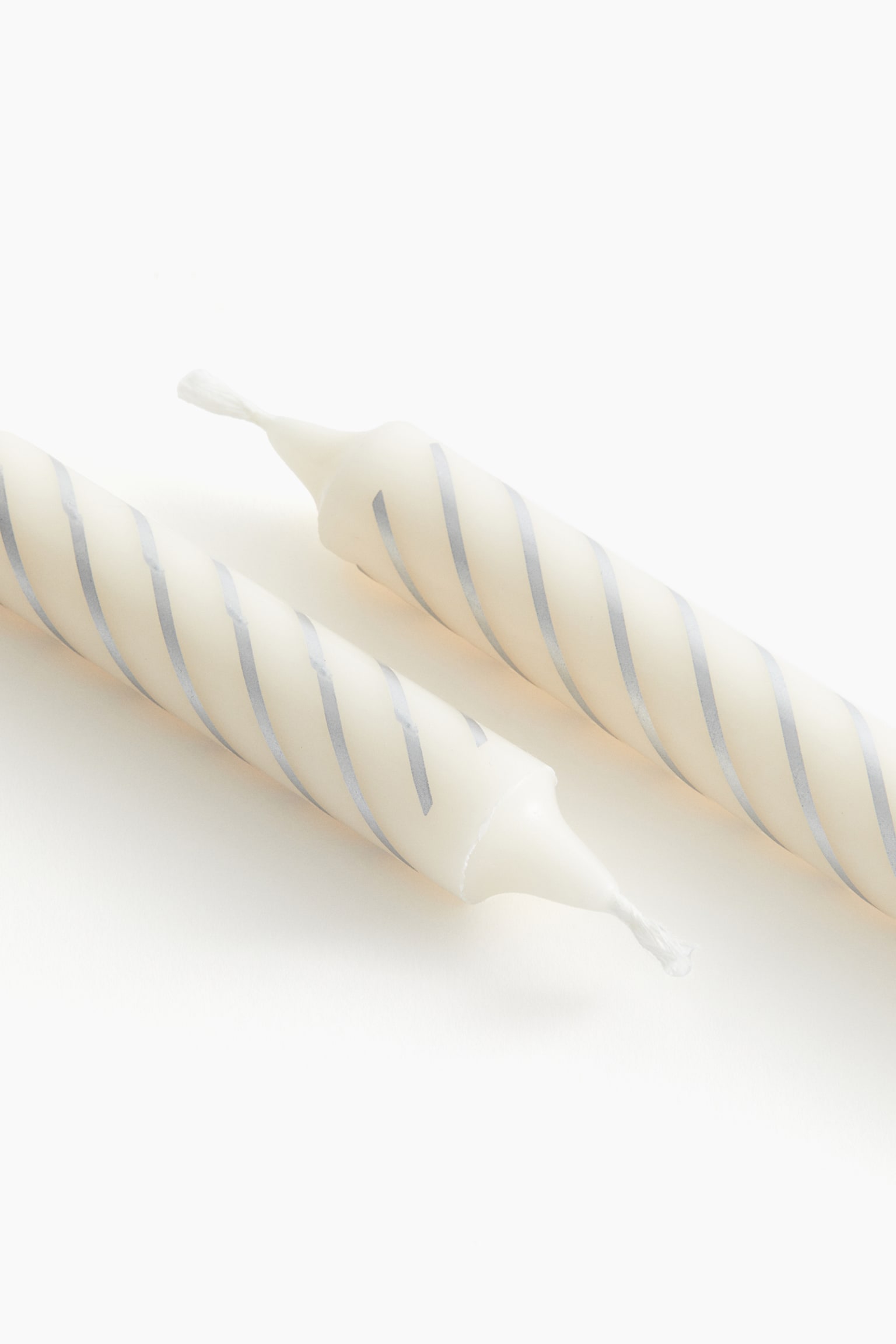 2-pack candles - White/Striped/White/Striped - 2