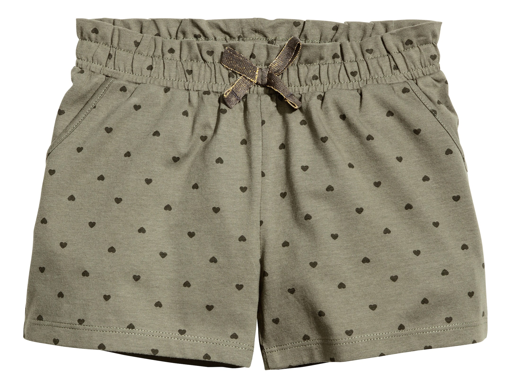 View larger image: Jersey shorts - Khaki green/Hearts - Kids | H&M GB 1