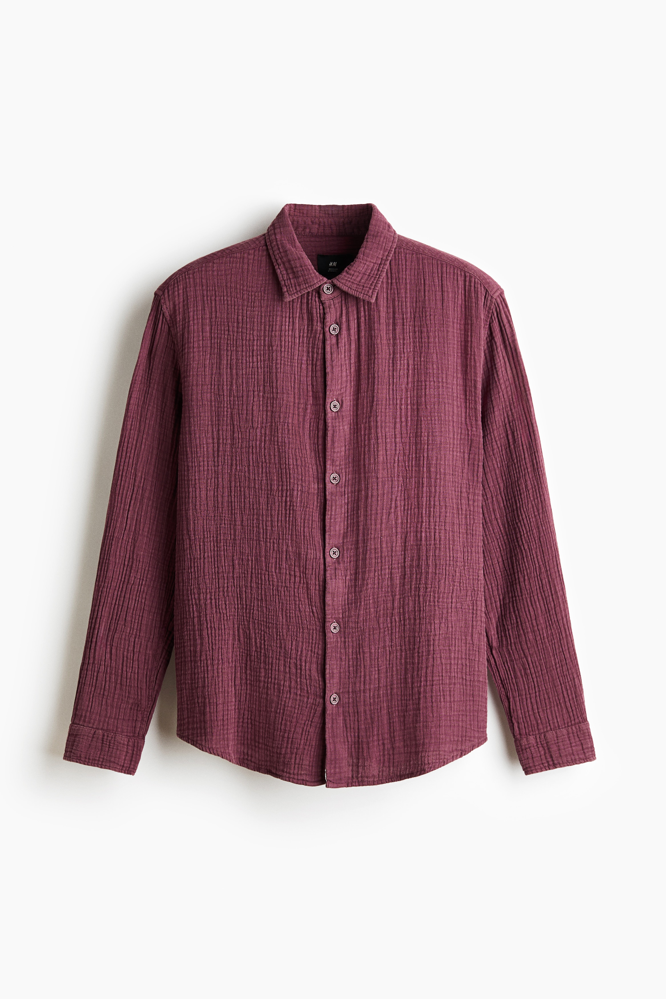 Camisa em musselina de algodão Regular Fit - Lilás pó escuro/Preto