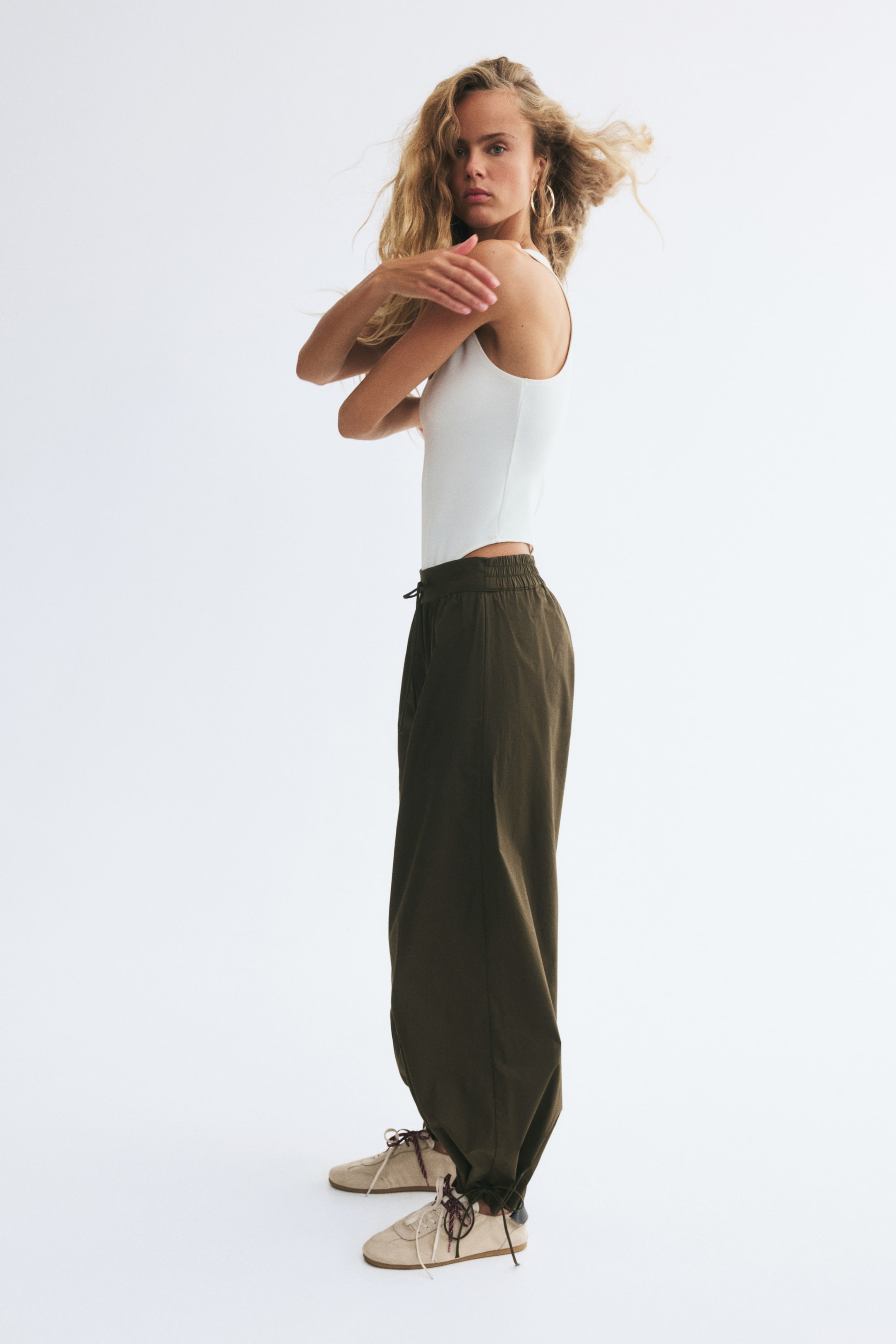 Pantalon à jambes ballon en popeline