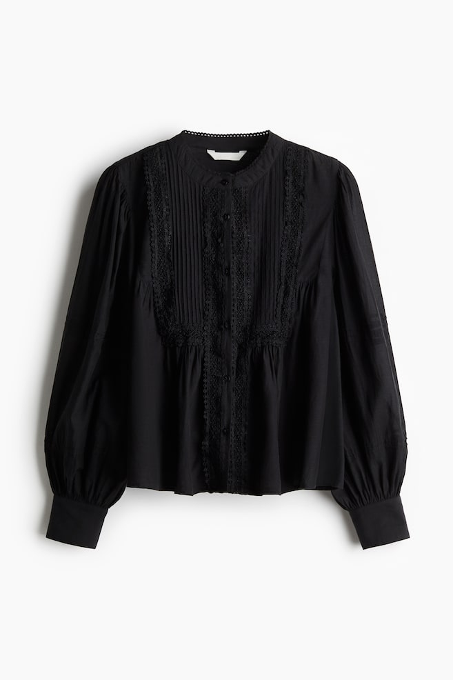 Blouse à plis nervure - Noir - 1