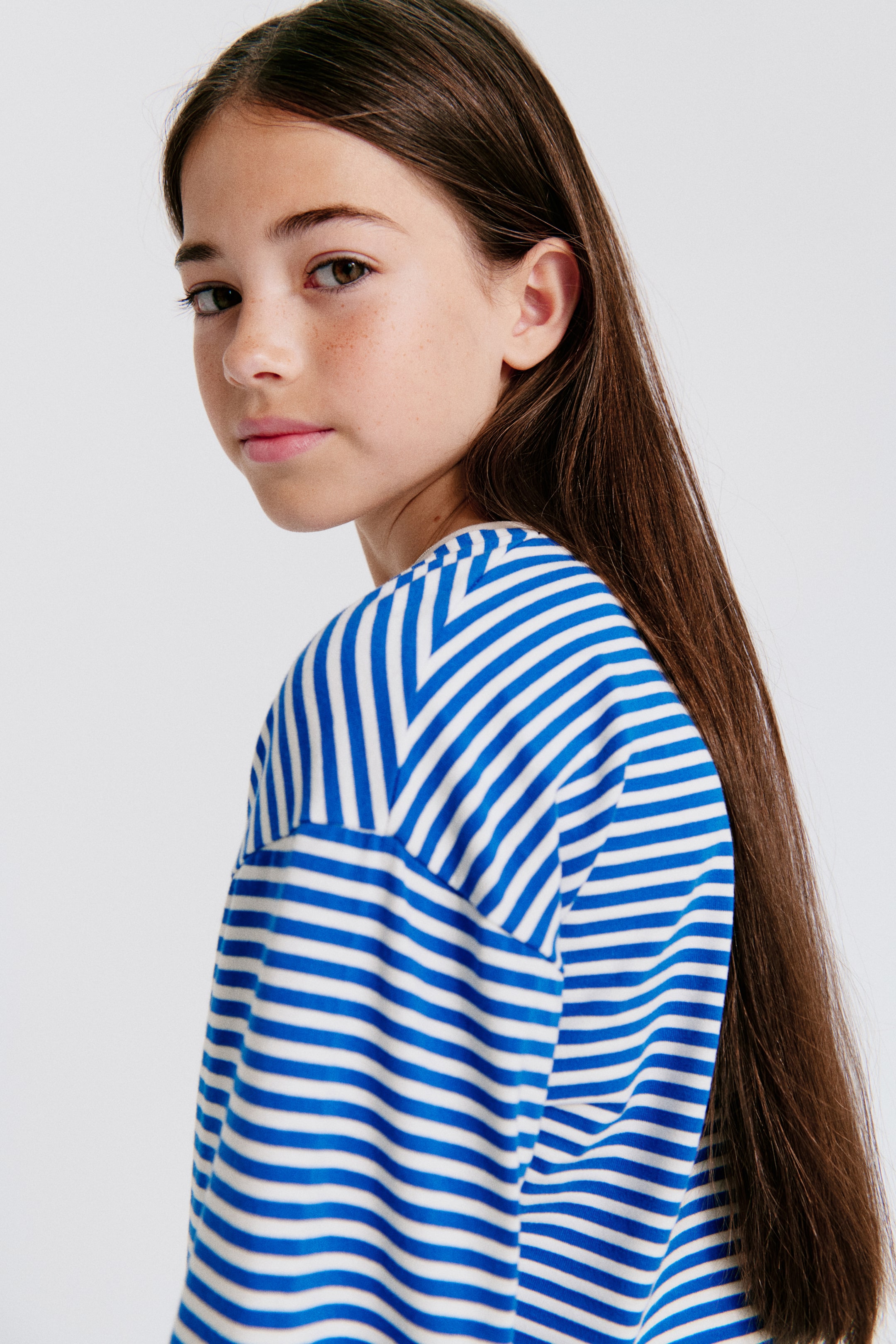 View larger image: Long-sleeved cotton top - Bright blue/Striped - Kids | H&M 1