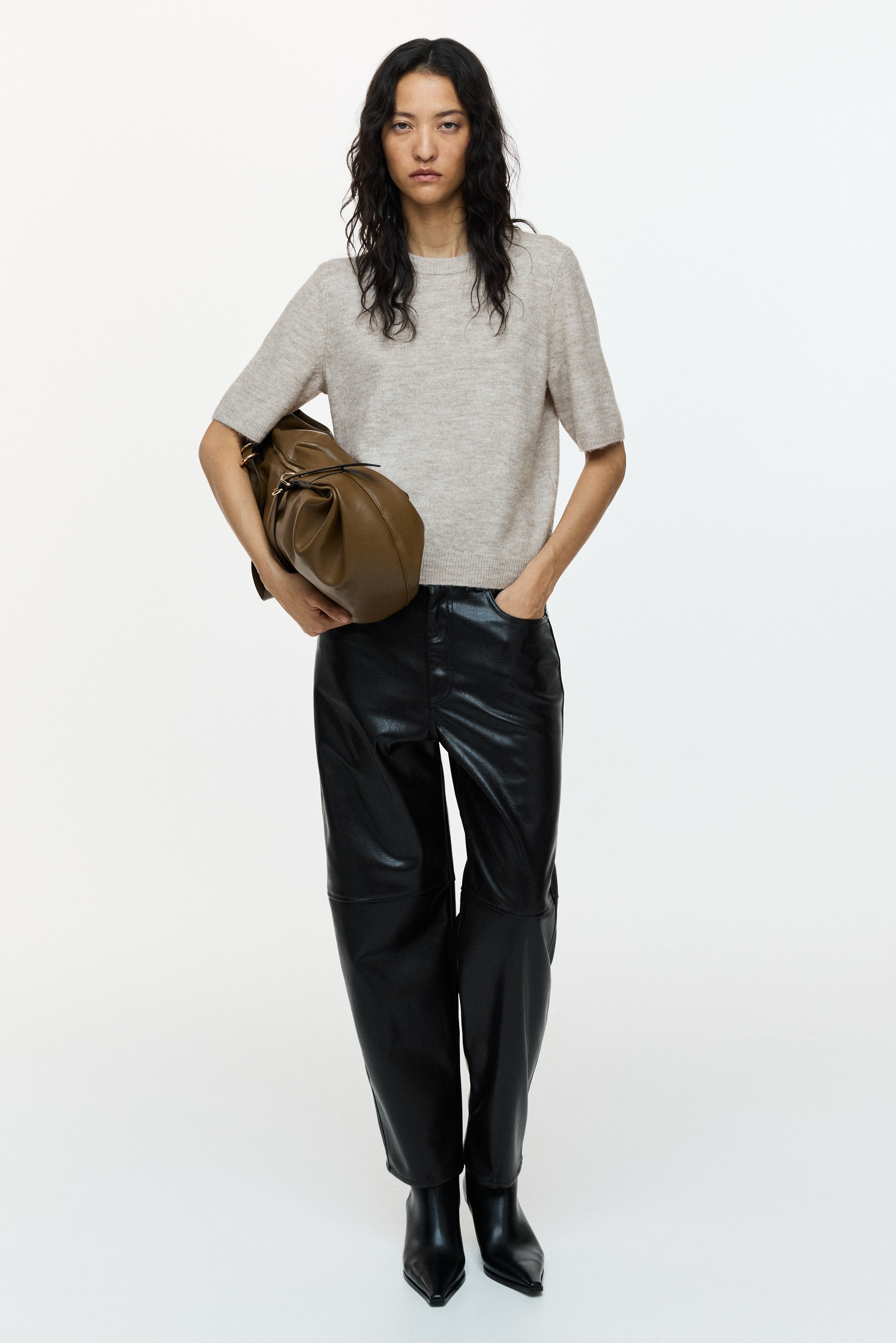 Džemper kratkih rukava od finog pletiva - Svetli sivosmeđi lapor/Bež lapor/Tamnosivi lapor/Svetložuta