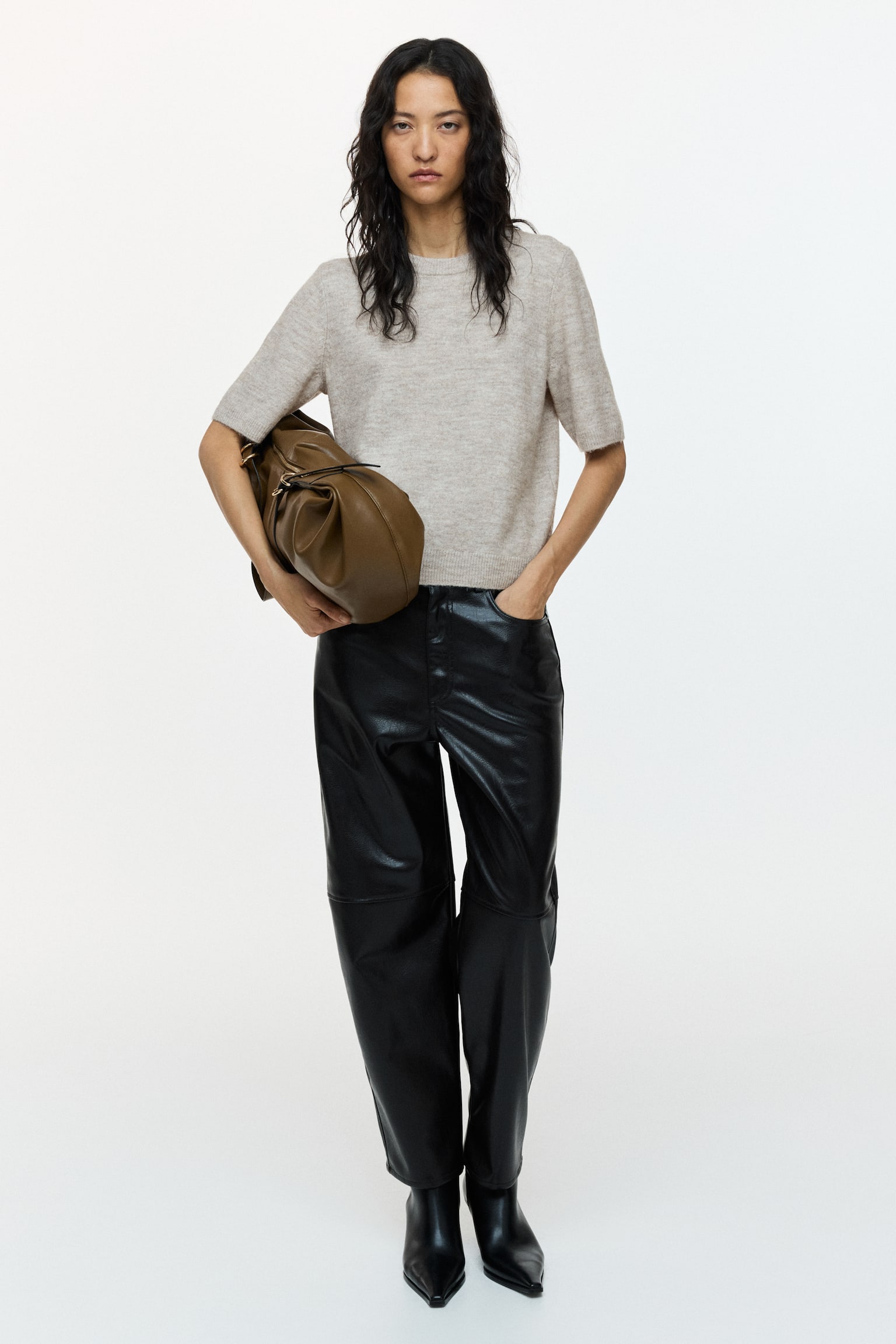 Fine-knit T-shirt - Light mole marl/Light yellow/Beige marl/Dark grey marl - 1