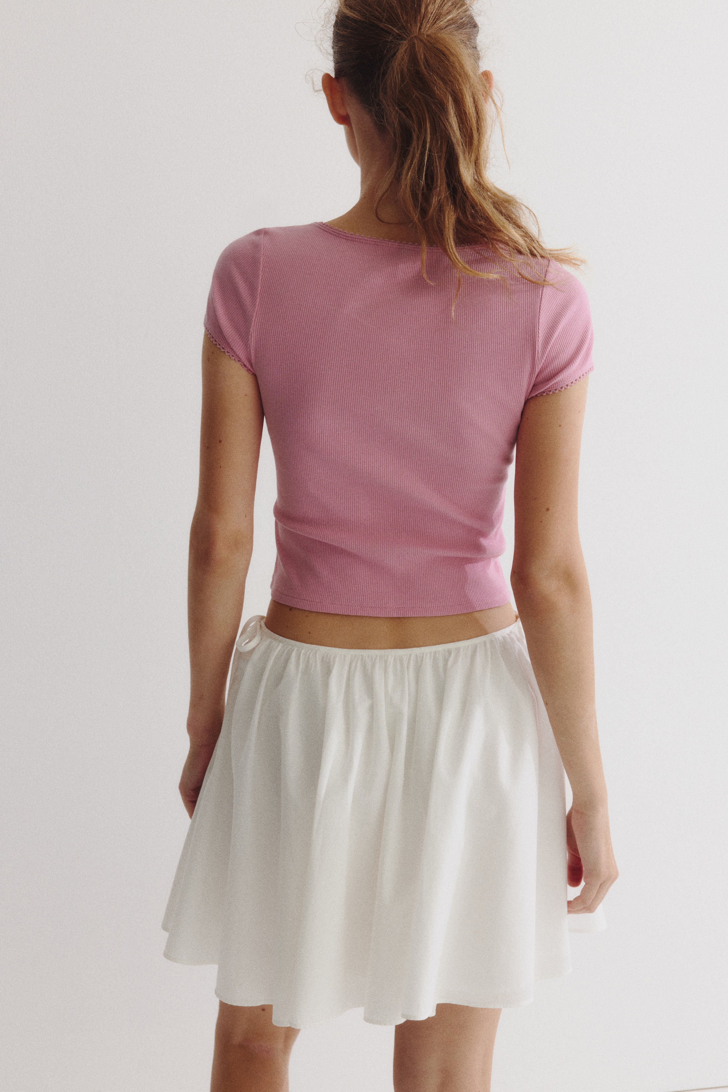 Ribbed button-front top