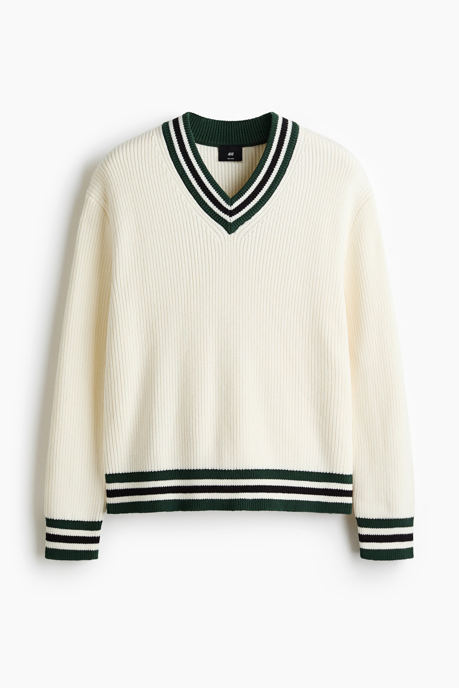 Relaxed Fit Rib-knit jumper - Cream/Stripes - 2