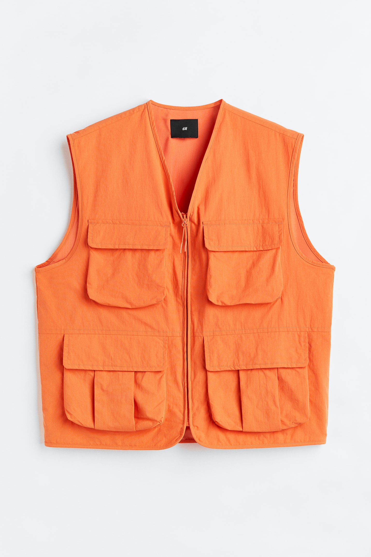 Loose Fit Nylon cargo gilet - Orange - 1