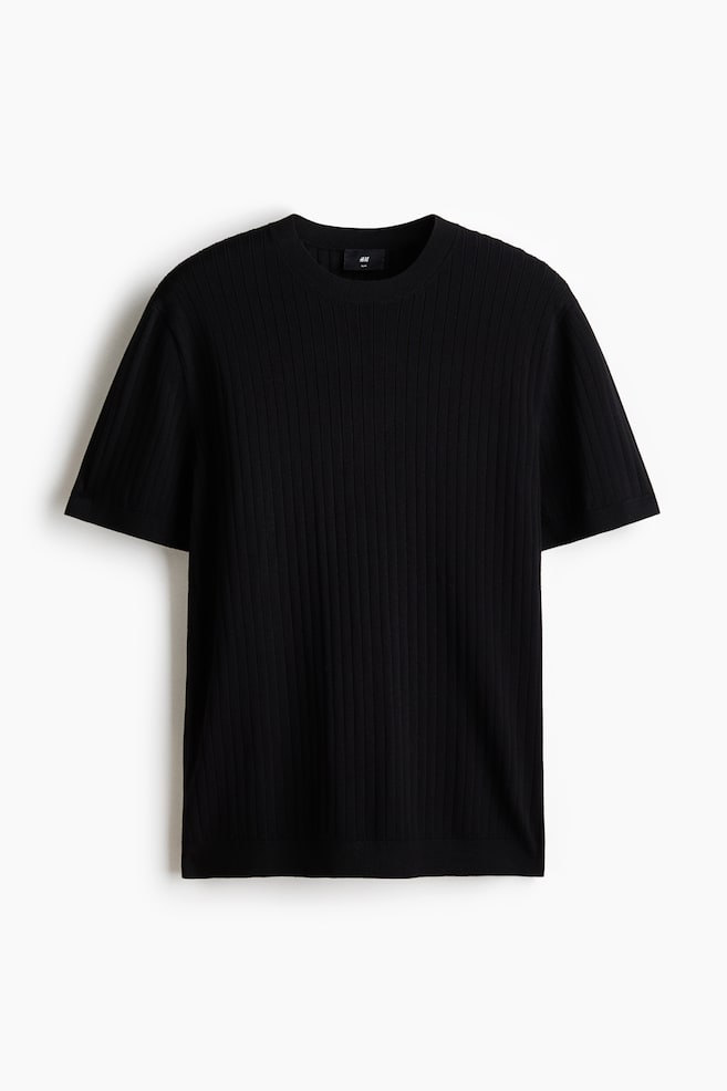 Slim-Fit Knit T-Shirt - Black/Dark taupe/Burgundy/Cream/Dark brown/Gray melange - 1