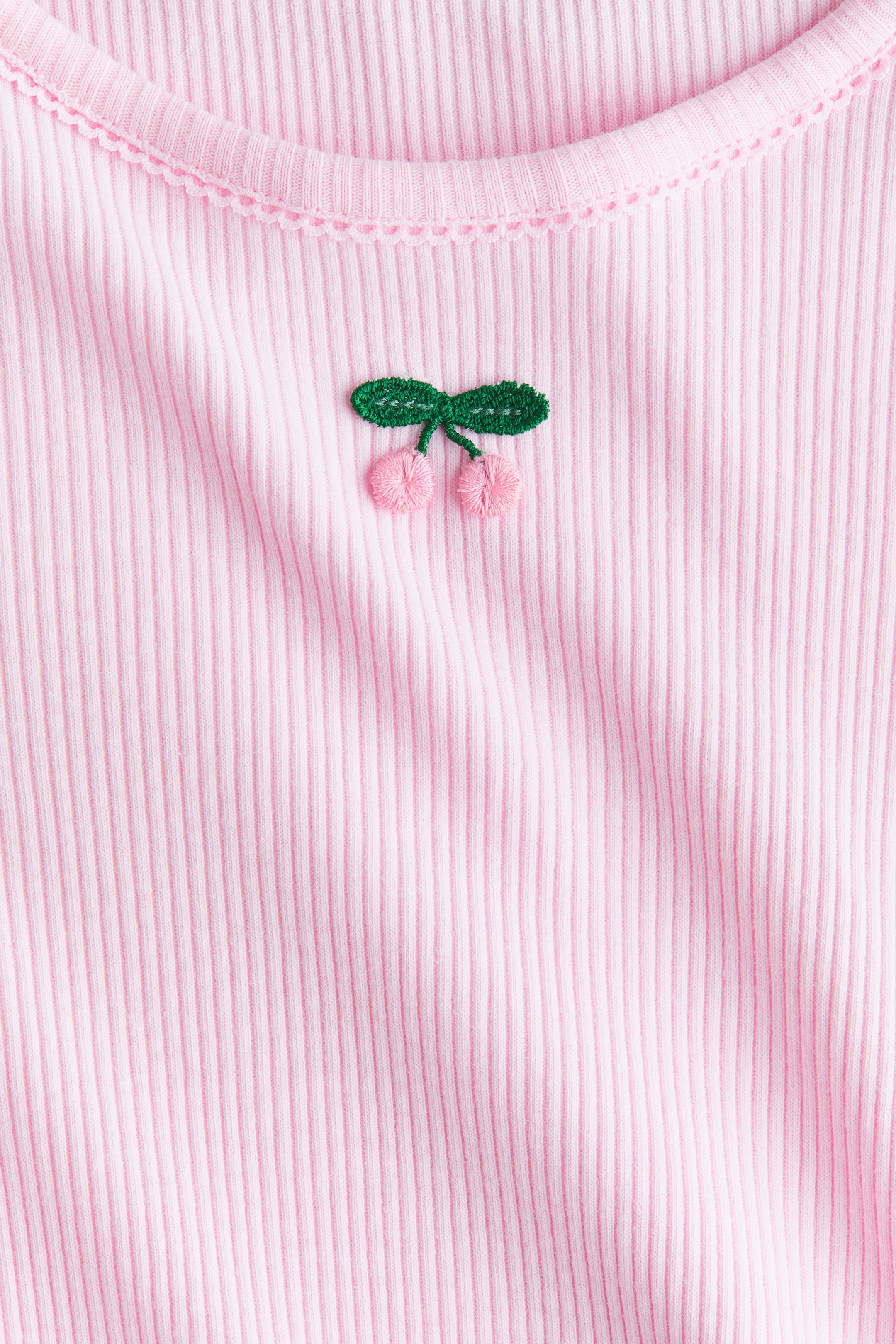 Ampliar la imagen: Top acanalado de algodón - Rosa/Cerezas - Kids | H&M MX 2