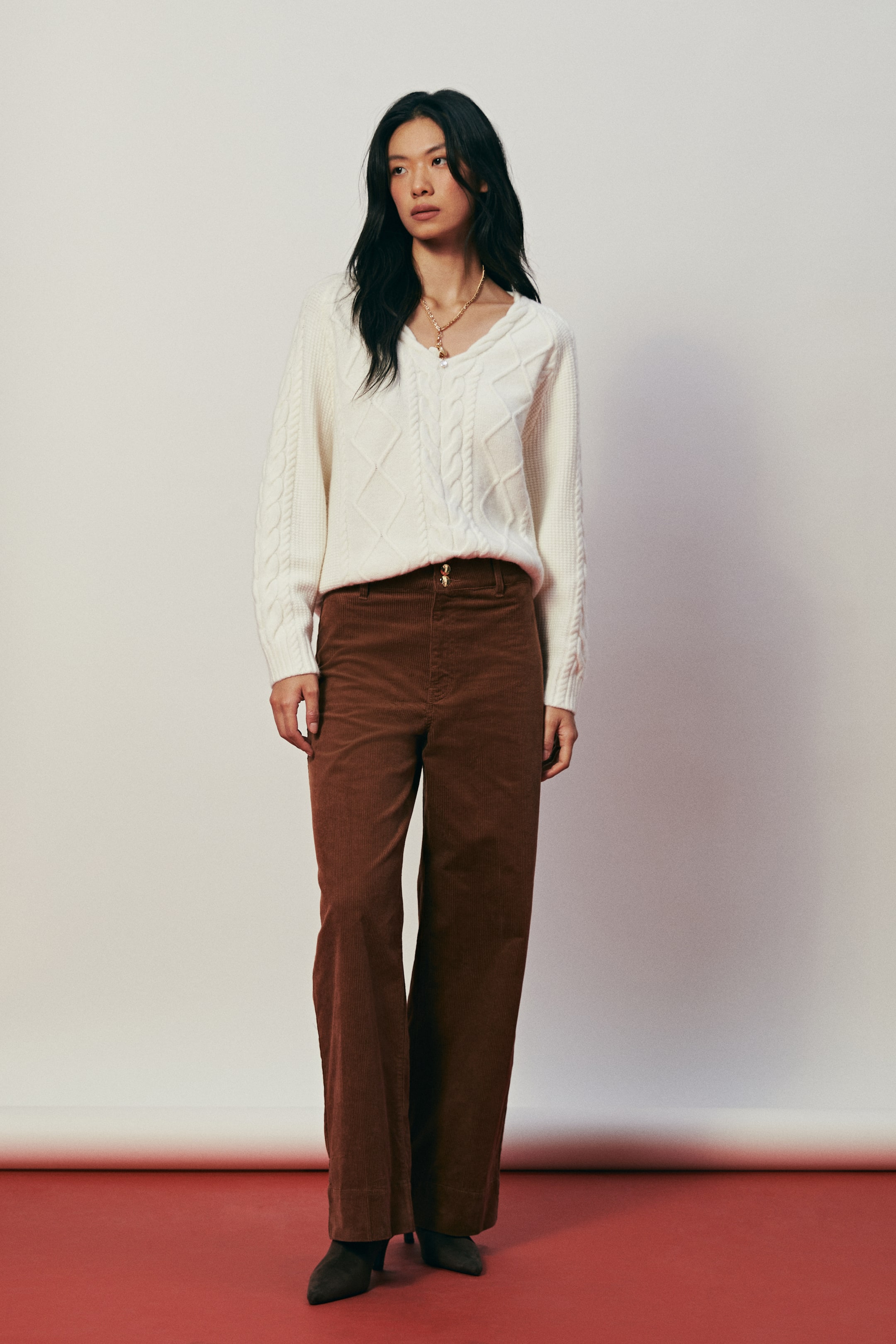 拡大画像を表示: ケーブルニットセーター - ホワイト - レディース | H&M JP 3